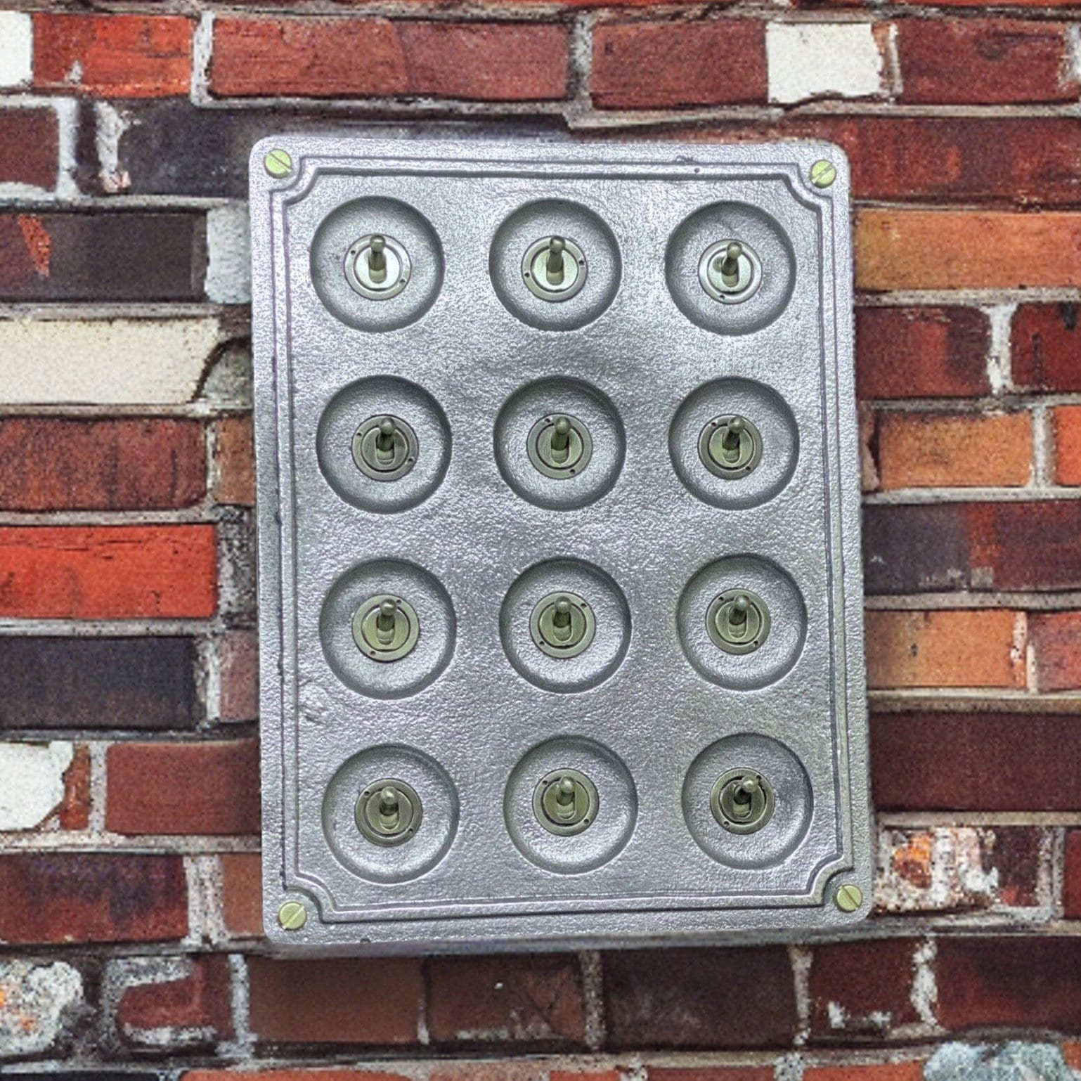 12 Gang 2 Way Solid Cast Metal Surface Mounting Conduit Light Switch Industrial - BS EN Approved Vintage Crabtree 1950’s Style - Image 3