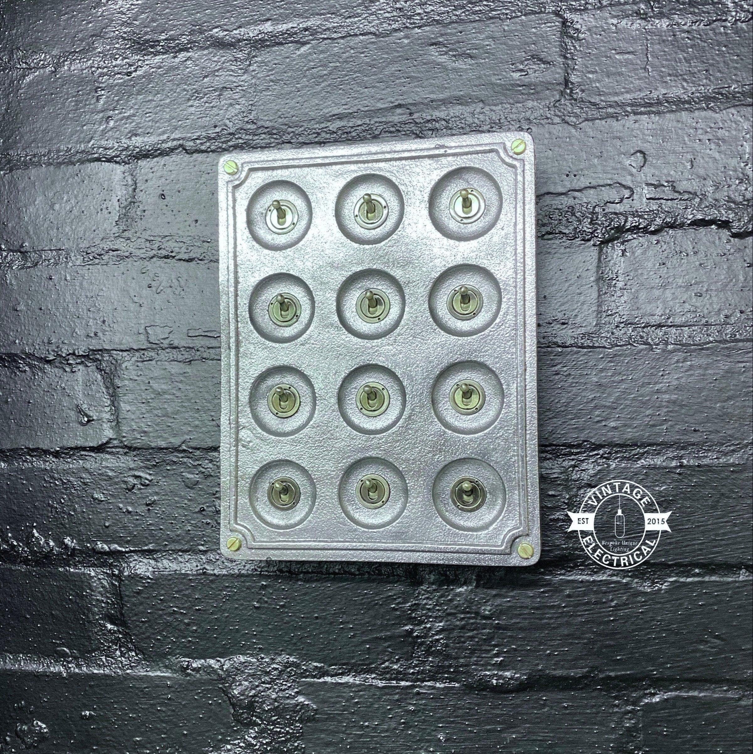 12 Gang 2 Way Solid Cast Metal Surface Mounting Conduit Light Switch Industrial - BS EN Approved Vintage Crabtree 1950’s Style - Image 5