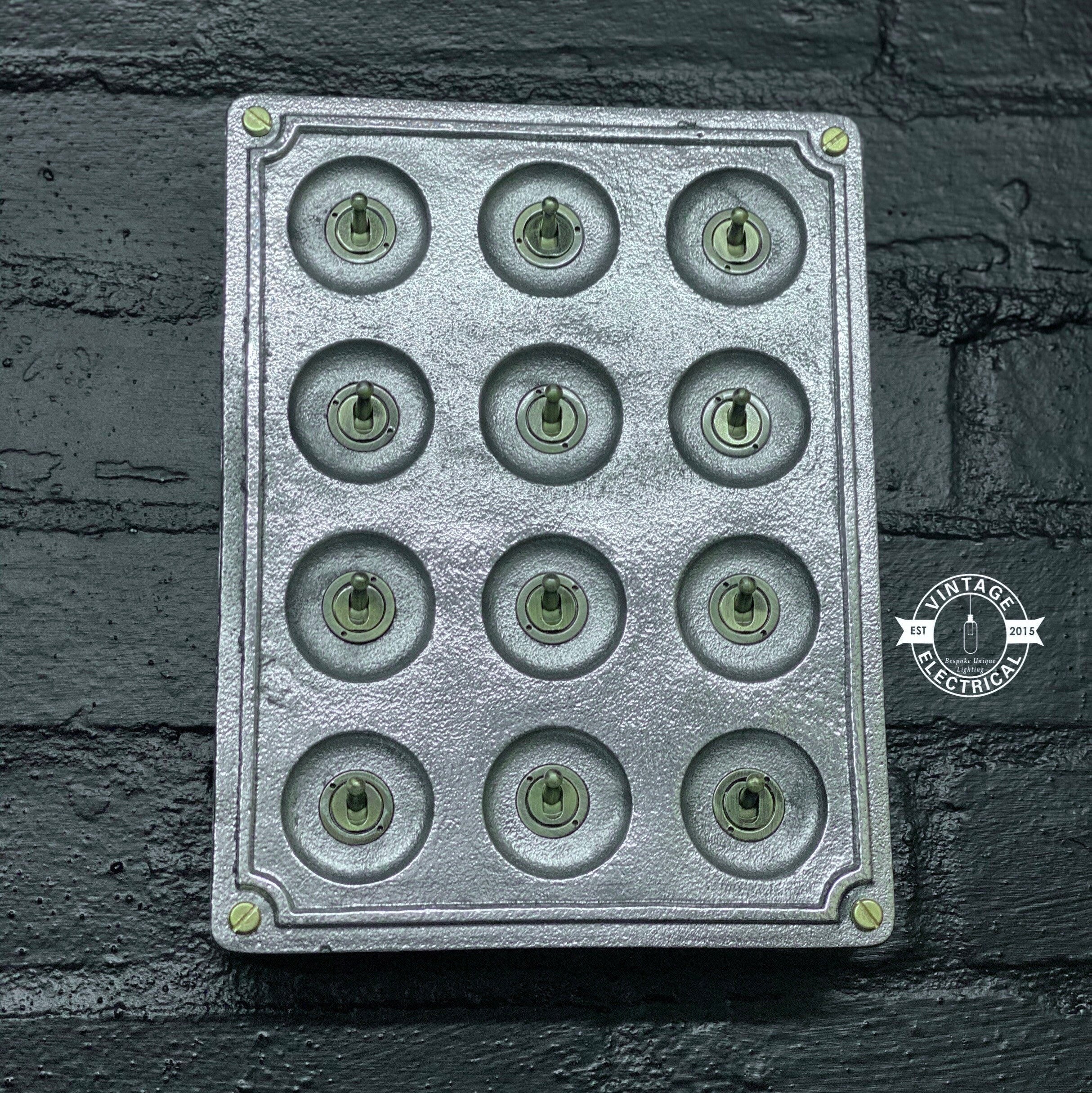 12 Gang 2 Way Solid Cast Metal Surface Mounting Conduit Light Switch Industrial - BS EN Approved Vintage Crabtree 1950’s Style - Image 6