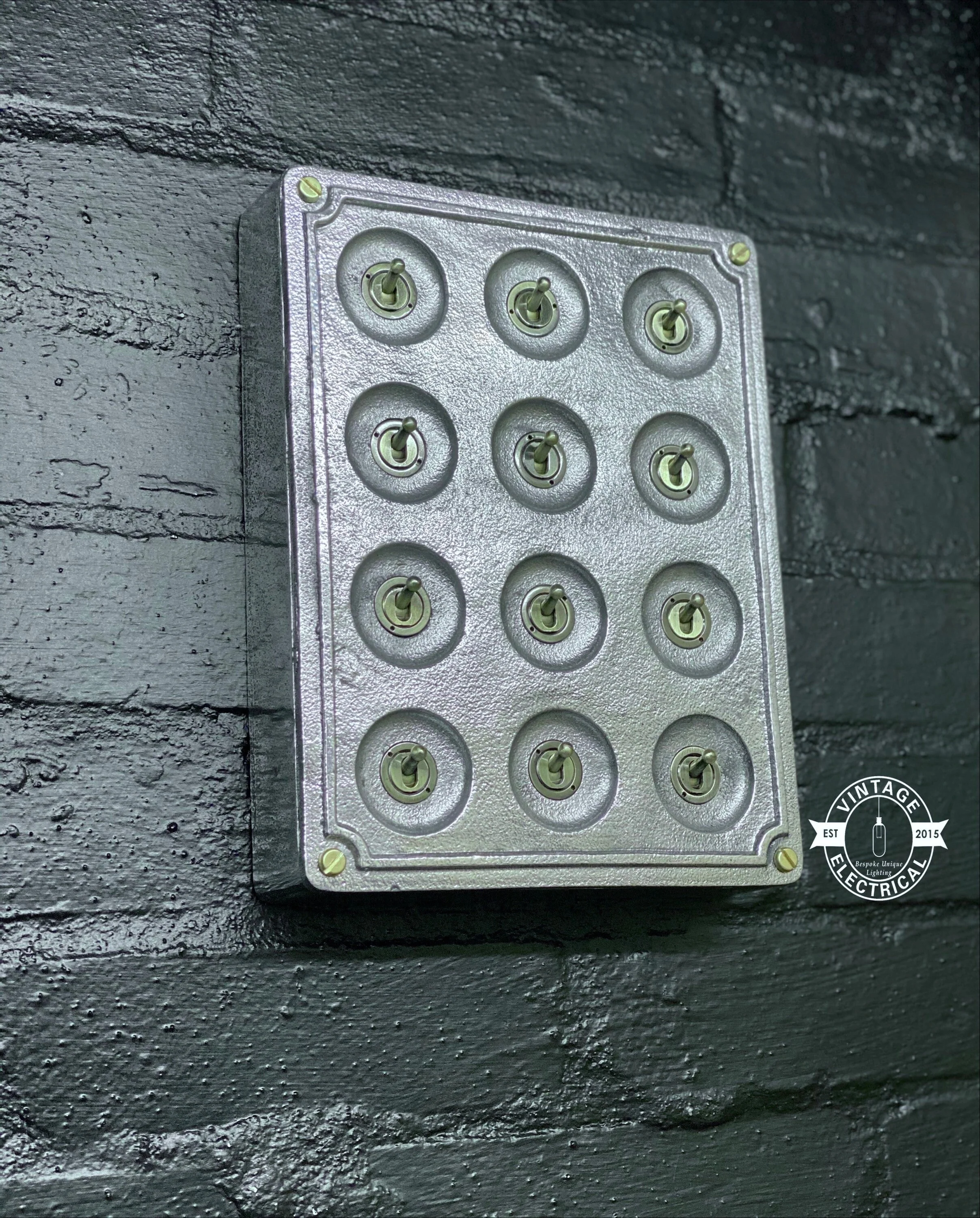 12 Gang 2 Way Solid Cast Metal Surface Mounting Conduit Light Switch Industrial - BS EN Approved Vintage Crabtree 1950’s Style - Image 7