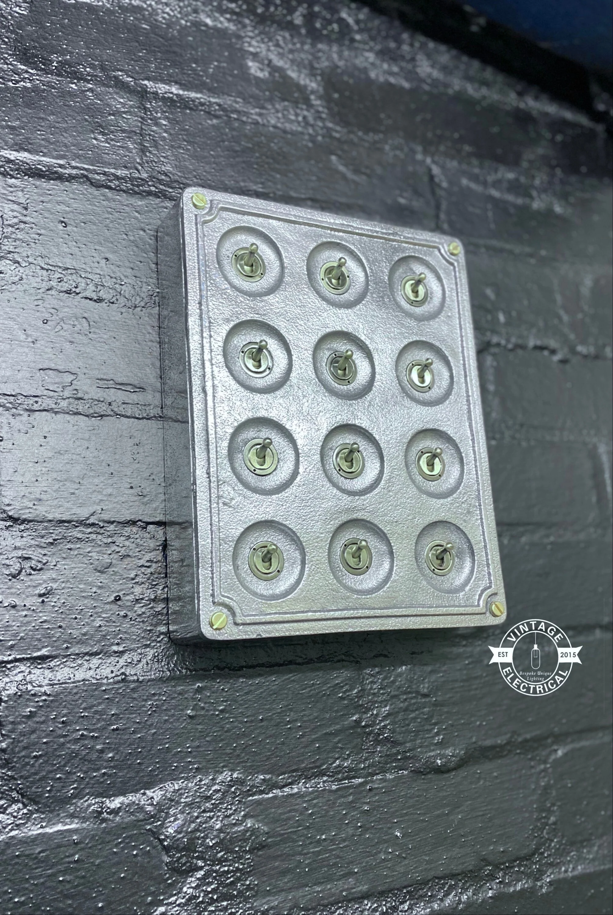 12 Gang 2 Way Solid Cast Metal Surface Mounting Conduit Light Switch Industrial - BS EN Approved Vintage Crabtree 1950’s Style - Image 9
