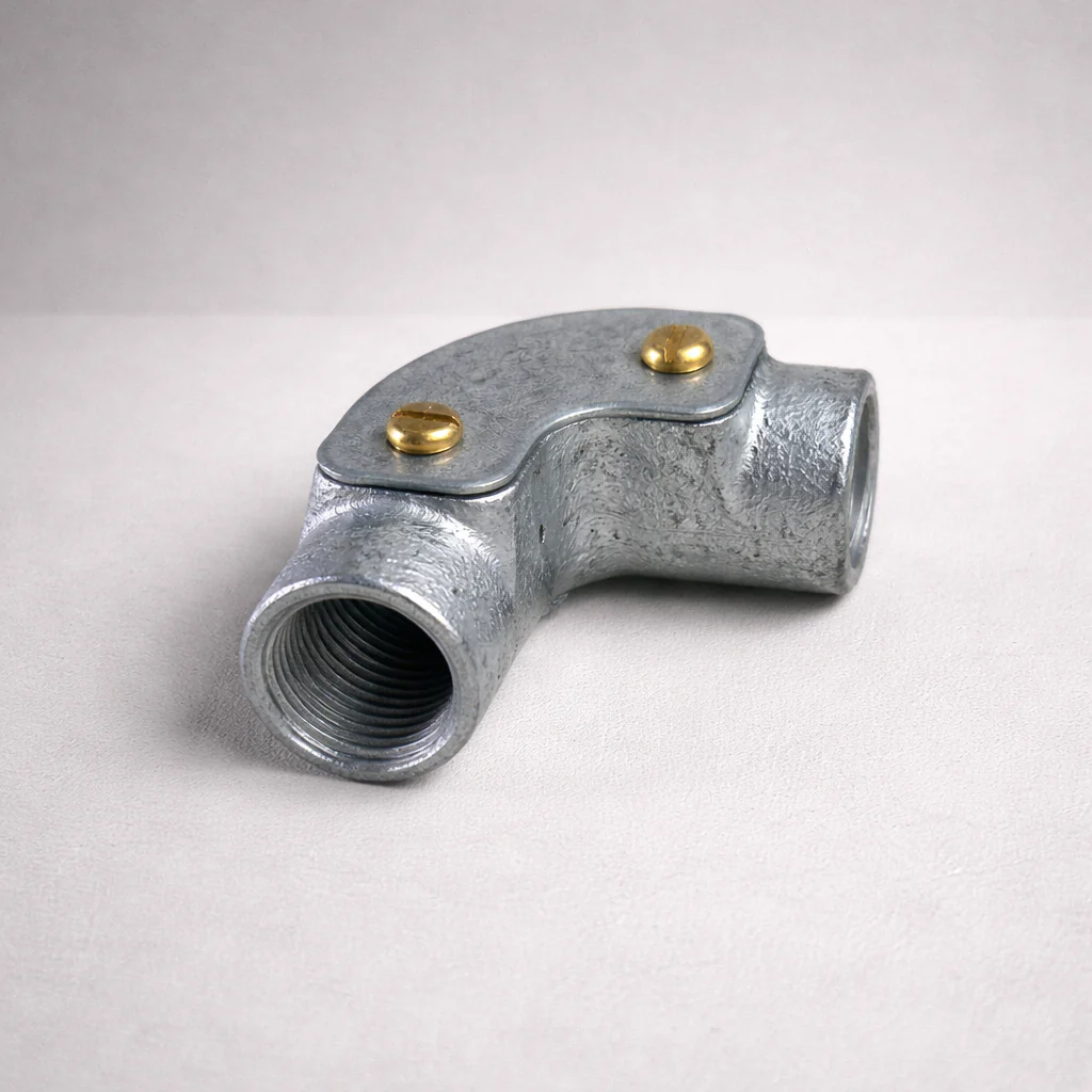 20mm Galvanised Inspection Elbow Conduit Bend with Brass Screws