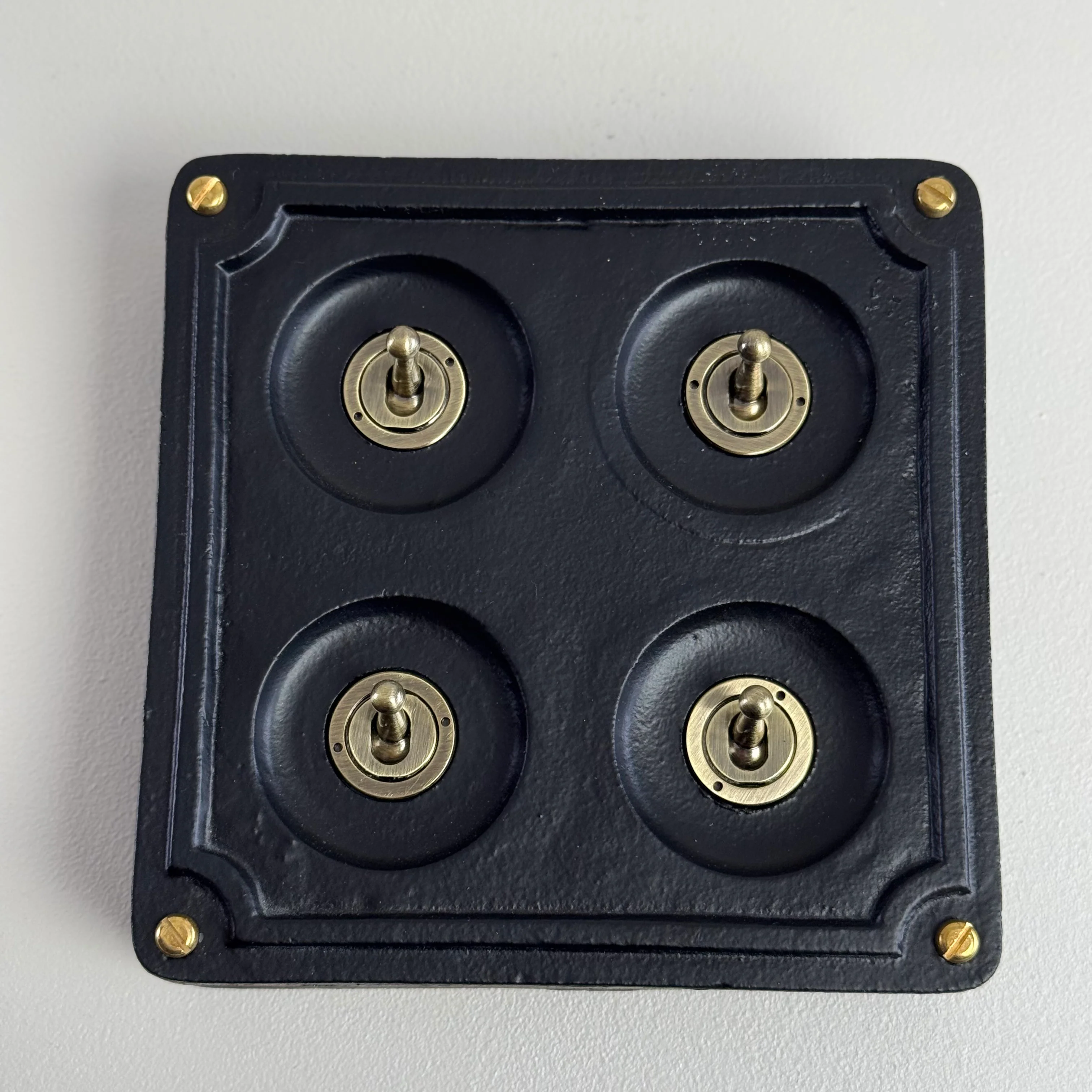 4 Gang 2 Way Black Zinc Solid Cast Metal Light Switch Industrial - BS EN Approved Vintage Crabtree 1950’s Style - Image 2
