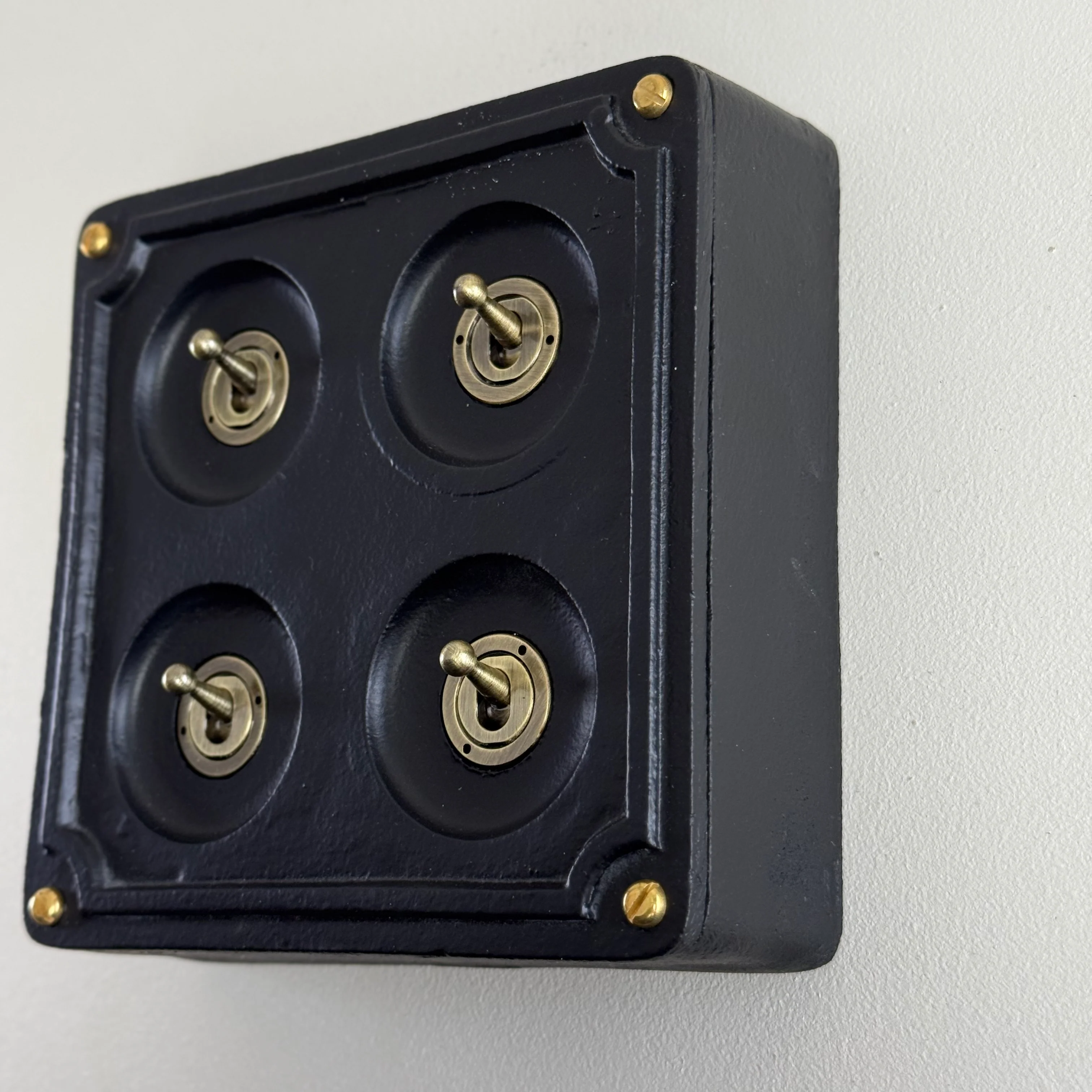 4 Gang 2 Way Black Zinc Solid Cast Metal Light Switch Industrial - BS EN Approved Vintage Crabtree 1950’s Style - Image 3