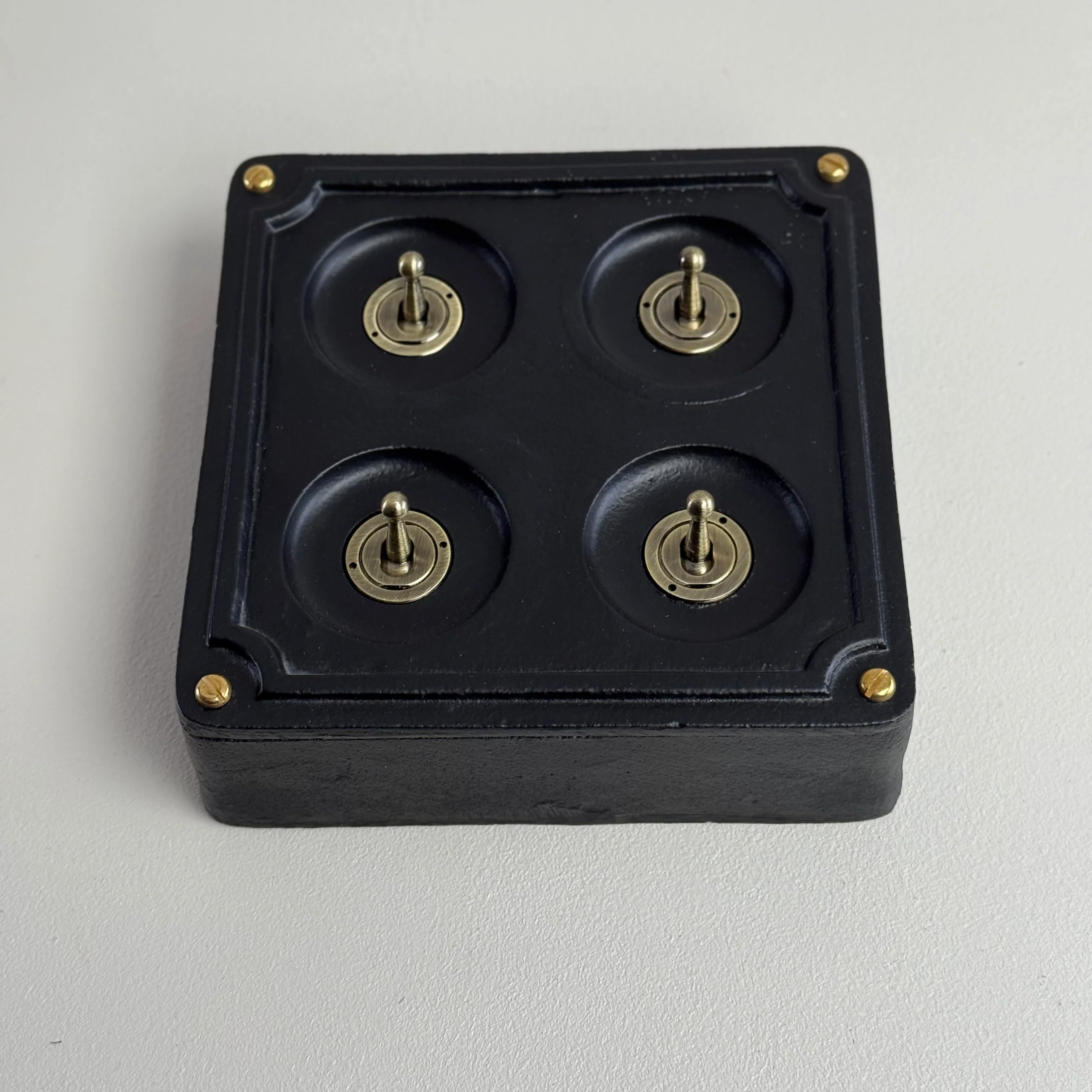 4 Gang 2 Way Black Zinc Solid Cast Metal Light Switch Industrial - BS EN Approved Vintage Crabtree 1950’s Style - Image 4