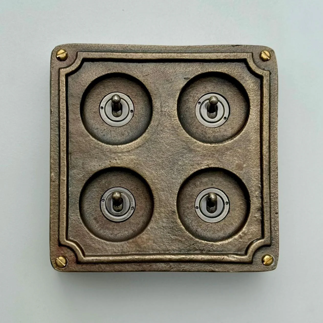 4 Gang 2 Way Solid Antique Brass Bronze Metal Surface Mounting Conduit Light Switch Industrial - Vintage Britmac Style - Image 2