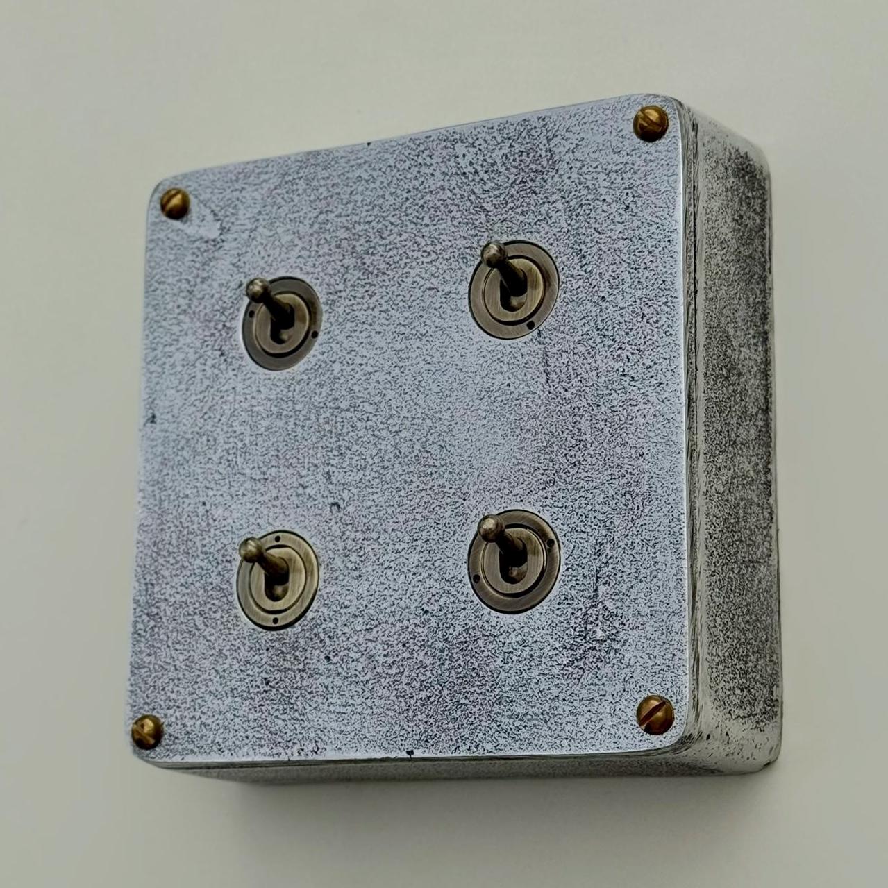 4 Gang 2 Way Solid Cast Metal Conduit Light Switch Industrial - Image 2