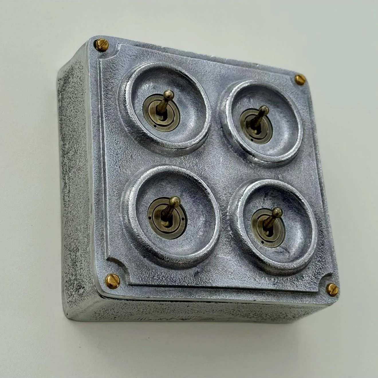 4 Gang 2 Way Solid Cast Metal Conduit Light Switch Industrial - Vintage Crabtree Style - Image 2