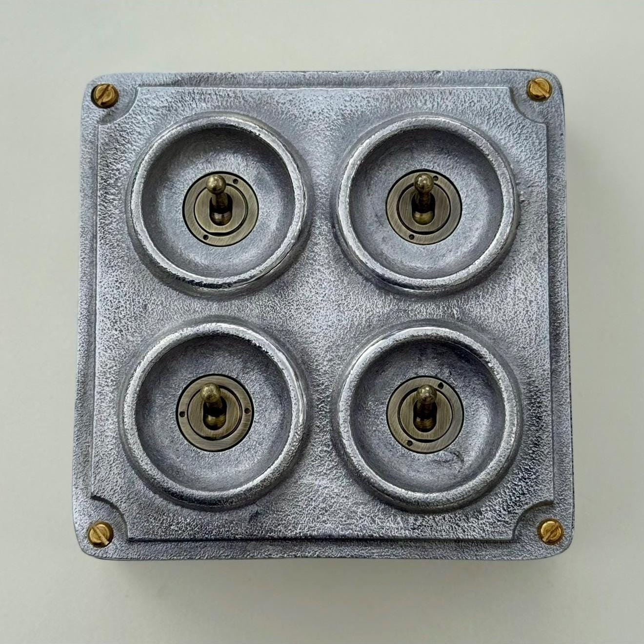 4 Gang 2 Way Solid Cast Metal Conduit Light Switch Industrial - Vintage Crabtree Style - Image 5
