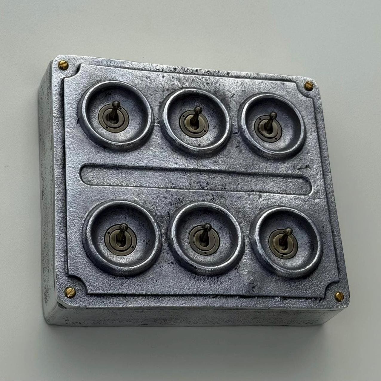 6 Gang 2 Way Solid Cast Metal Conduit Light Switch Industrial - Vintage Crabtree Style - Image 2