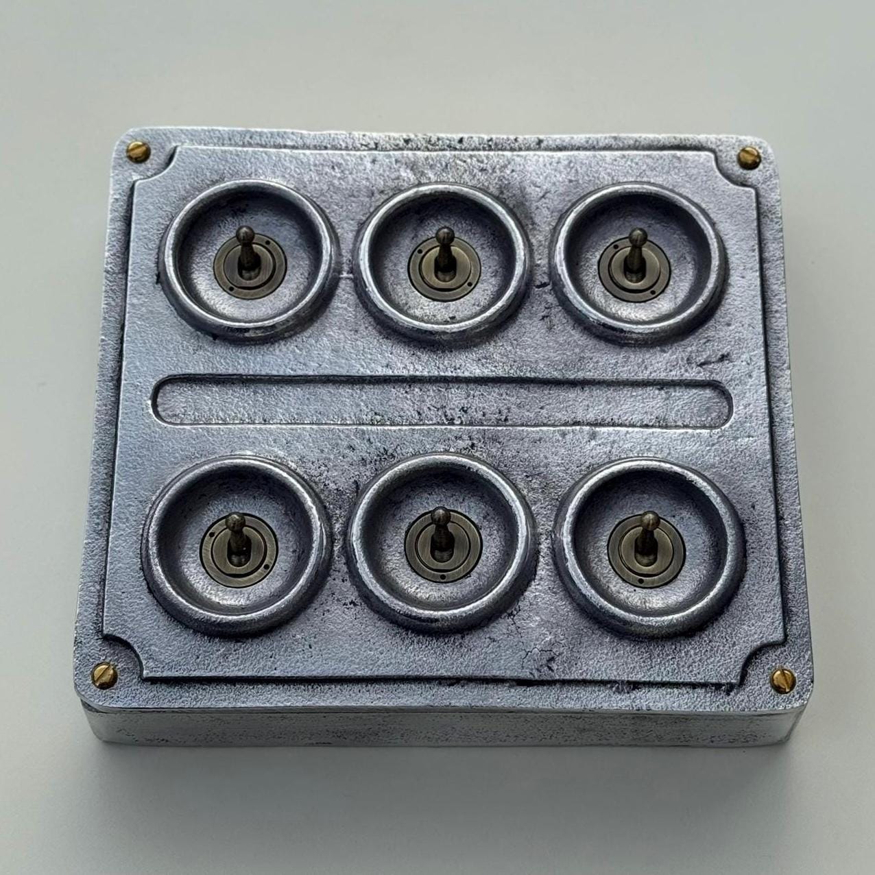 6 Gang 2 Way Solid Cast Metal Conduit Light Switch Industrial - Vintage Crabtree Style - Image 5