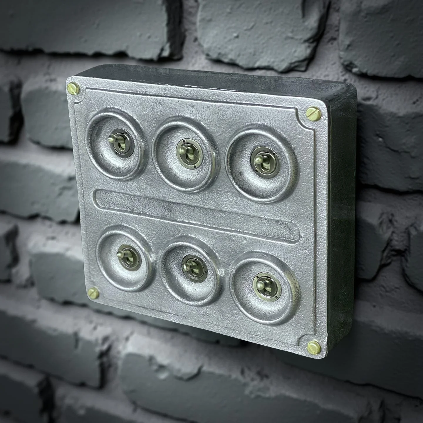 6 Gang 2 Way Solid Cast Metal Conduit Light Switch Industrial - Vintage Crabtree Style - Image 6