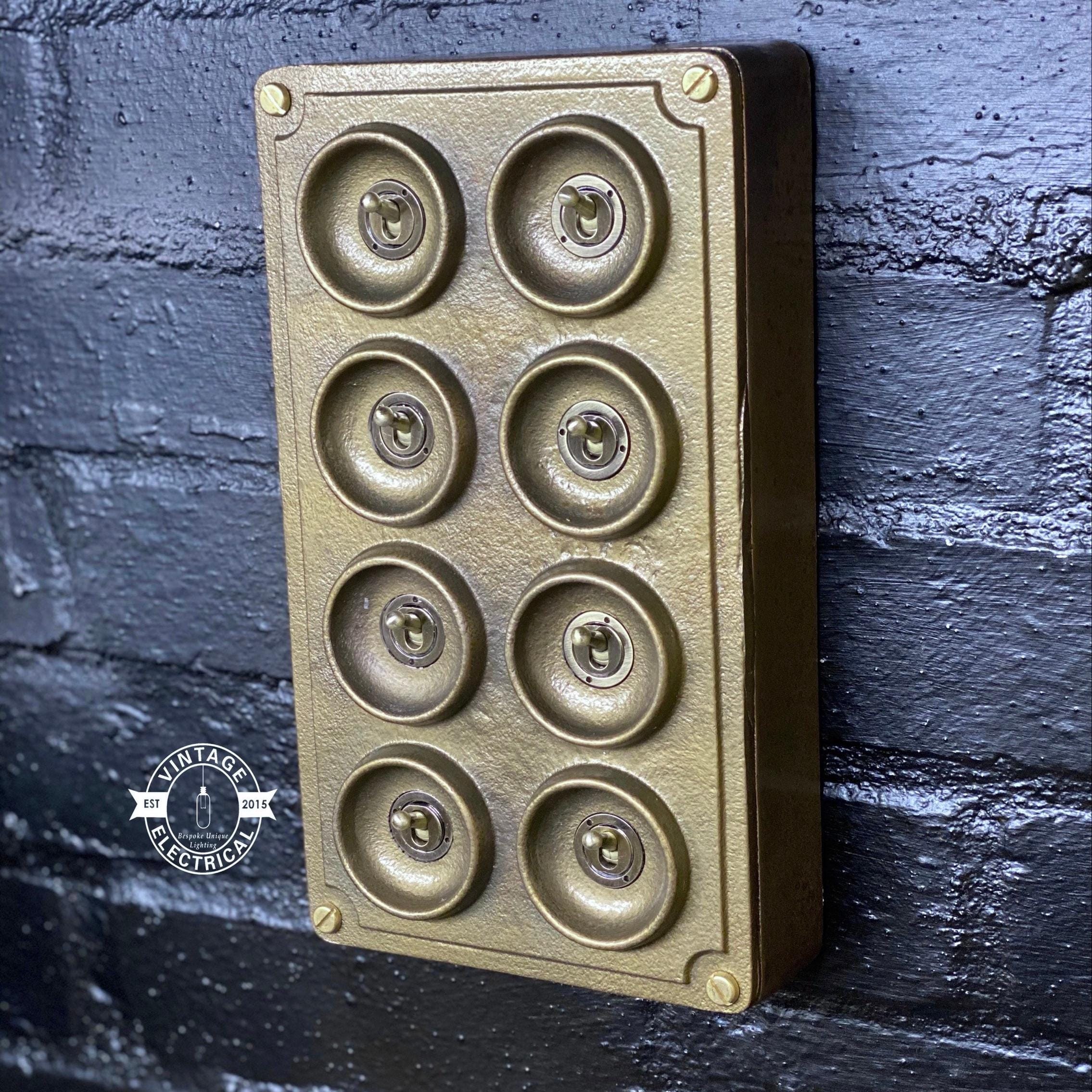 8 Gang 2 Way Bronze Solid Cast Metal Conduit Light Switch Industrial - BS EN Approved Vintage Crabtree 1950’s Style - Image 3