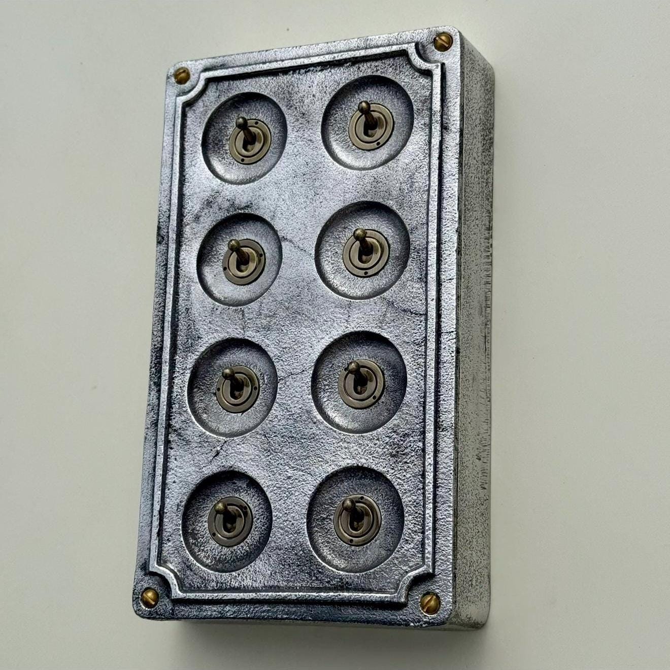 8 Gang 2 Way Solid Cast Metal Conduit Light Switch Industrial - Vintage Crabtree - Image 3