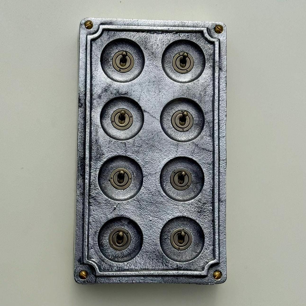 8 Gang 2 Way Solid Cast Metal Conduit Light Switch Industrial - Vintage Crabtree - Image 4