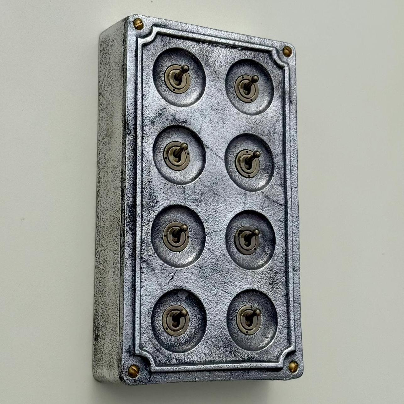 8 Gang 2 Way Solid Cast Metal Conduit Light Switch Industrial - Vintage Crabtree - Image 5