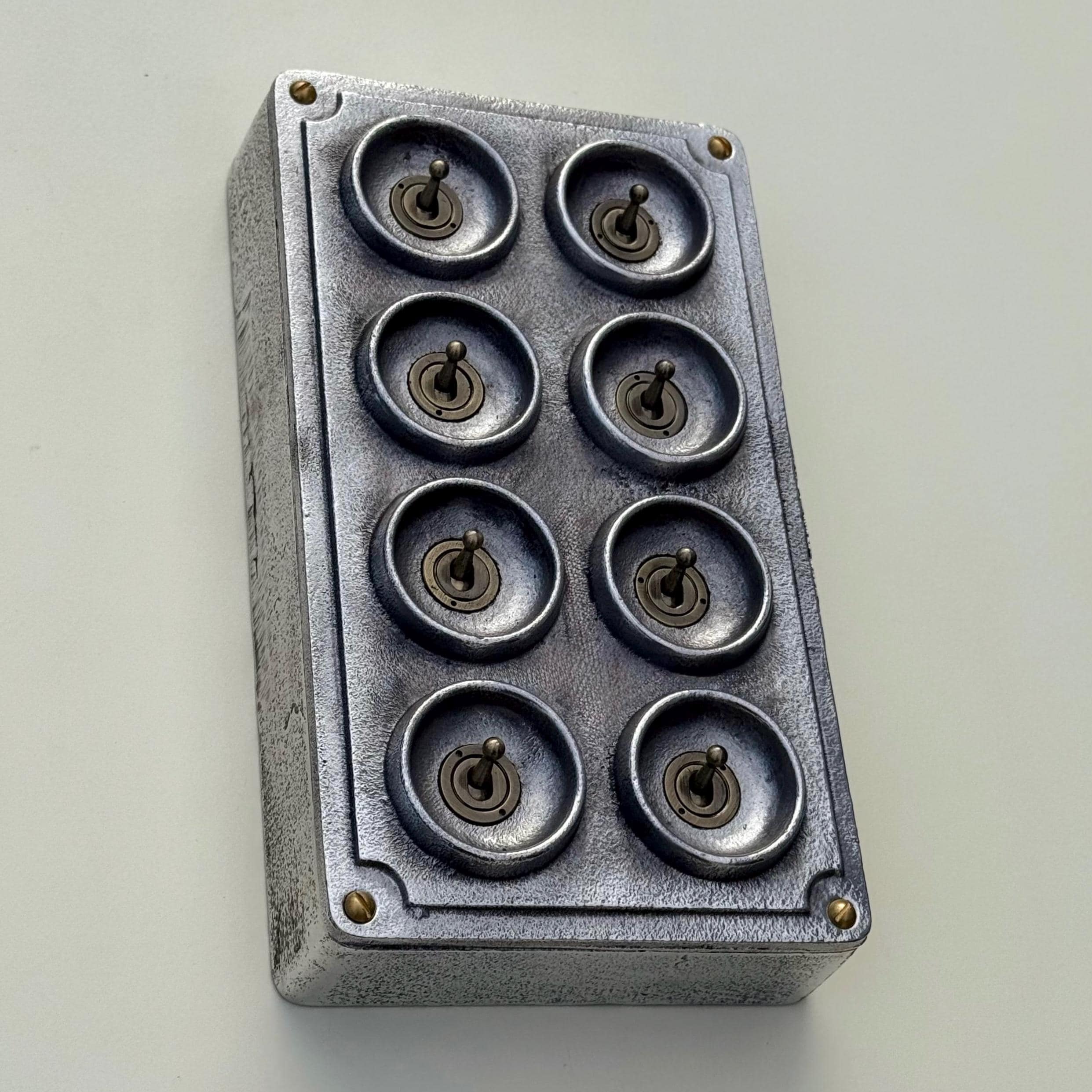 8 Gang 2 Way Solid Cast Metal Conduit Toggle Light Switch Industrial - Image 3