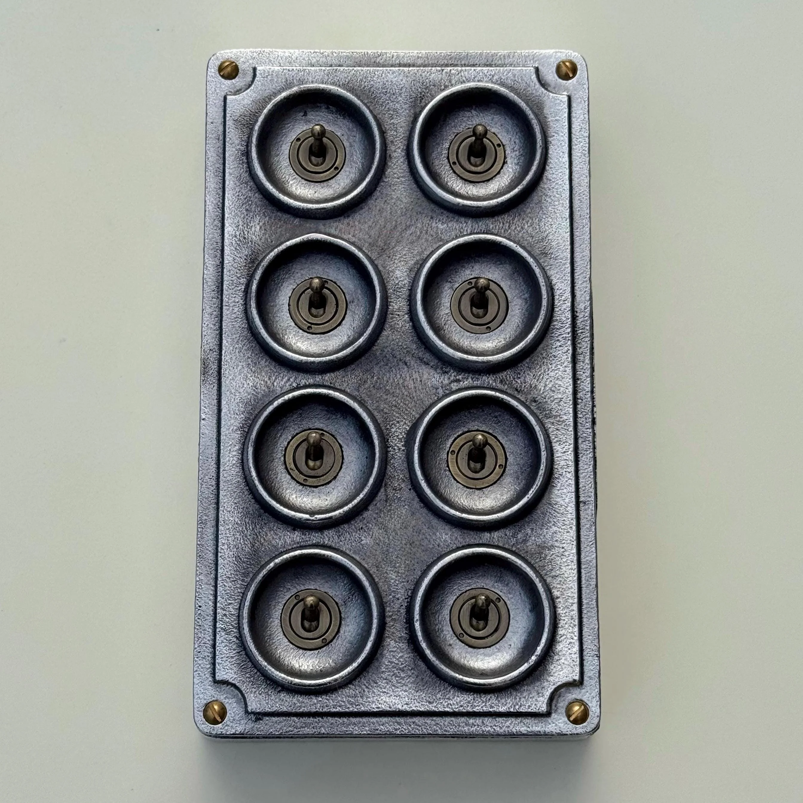 8 Gang 2 Way Solid Cast Metal Conduit Toggle Light Switch Industrial - Image 4