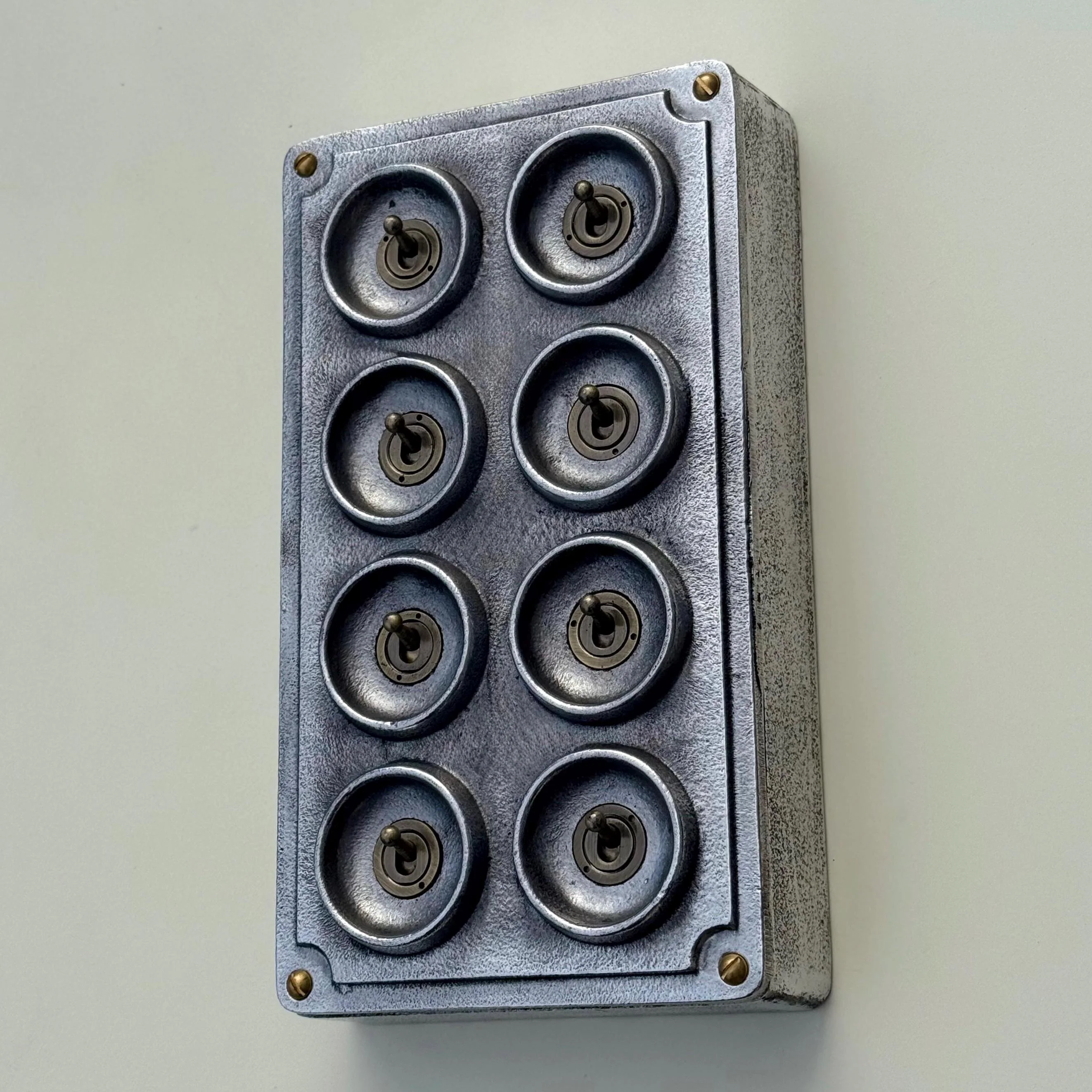 8 Gang 2 Way Solid Cast Metal Conduit Toggle Light Switch Industrial - Image 5