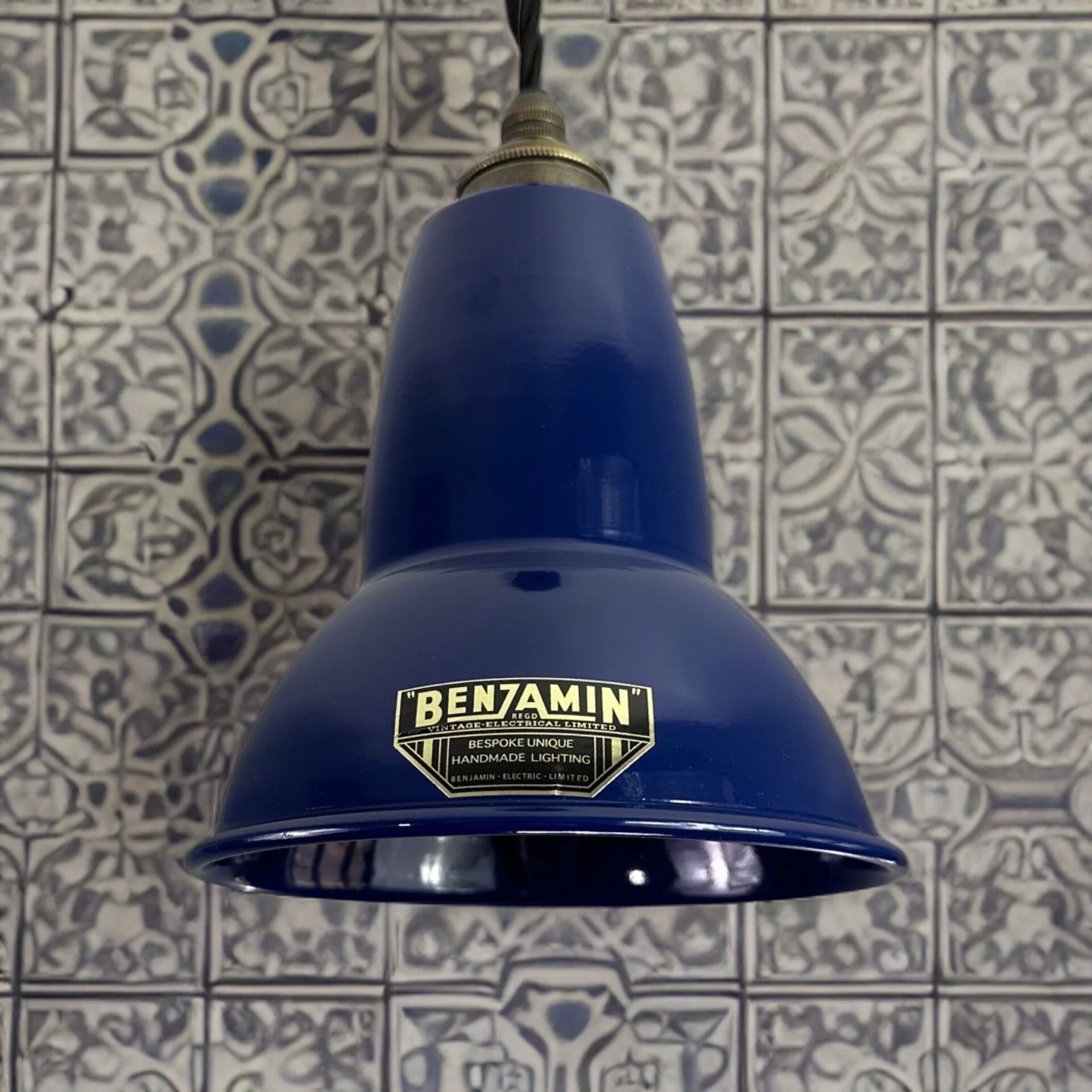 Alby ~ Navy Blue Shade Pendant Set Light | Ceiling Dining Room | Kitchen Table | Vintage Edison Filament Bulb | 6 Inch - Image 3