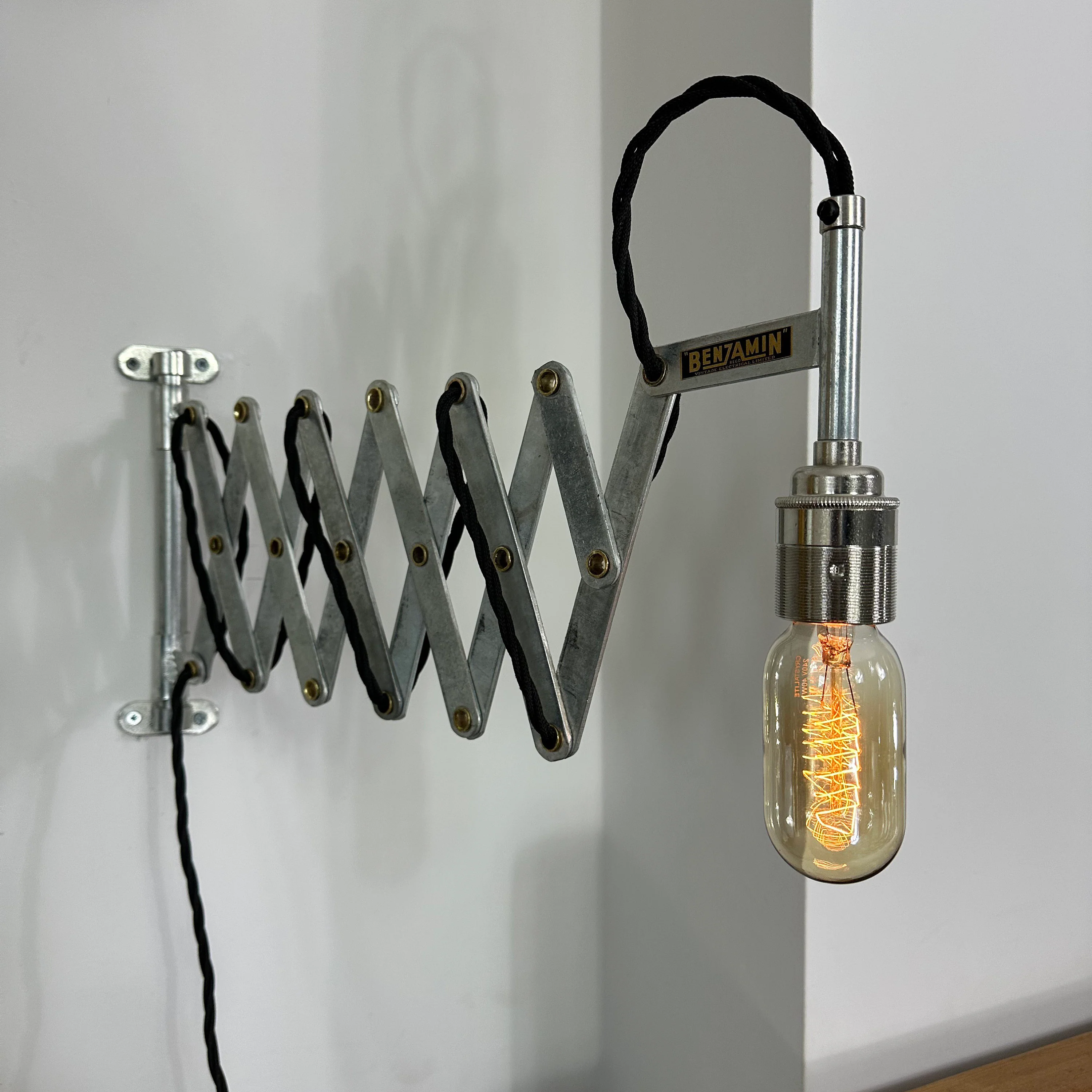 Alby Shade ~ Scissor Arm Solid Industrial Wall Light | Bedroom Reading Table | Kitchen Table | Vintage - Image 4