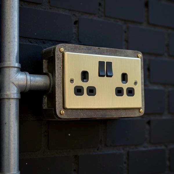 Antique Brass Double Switched Solid Cast Metal Conduit 2-Gang Socket + 2 Outlet Type A & C USB Charger - Image 3