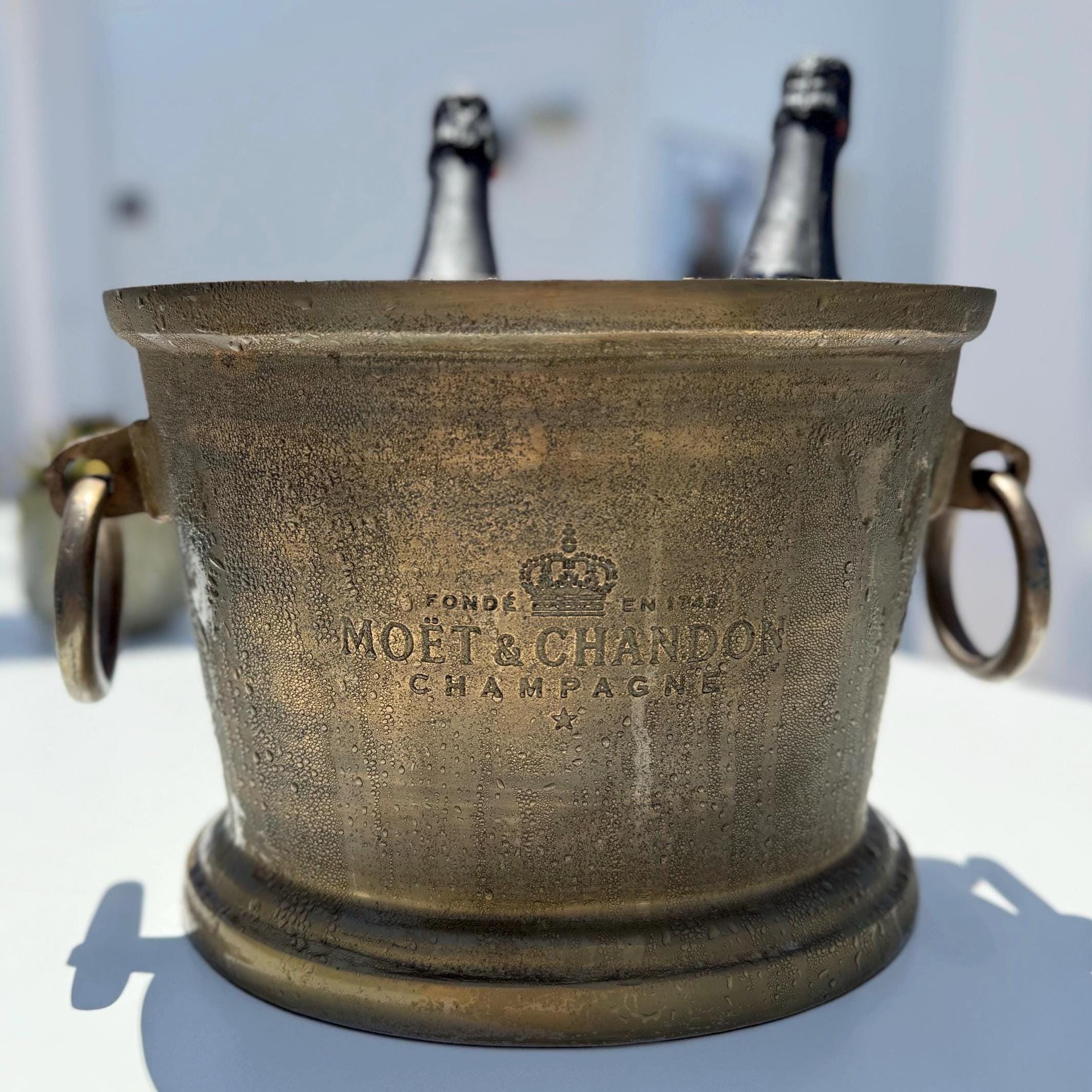 Moët & Chandon Antique Brass Great Gatsby ~ Solid Cast Engraved Champagne Ice Bucket | Wine Cooler - Image 3