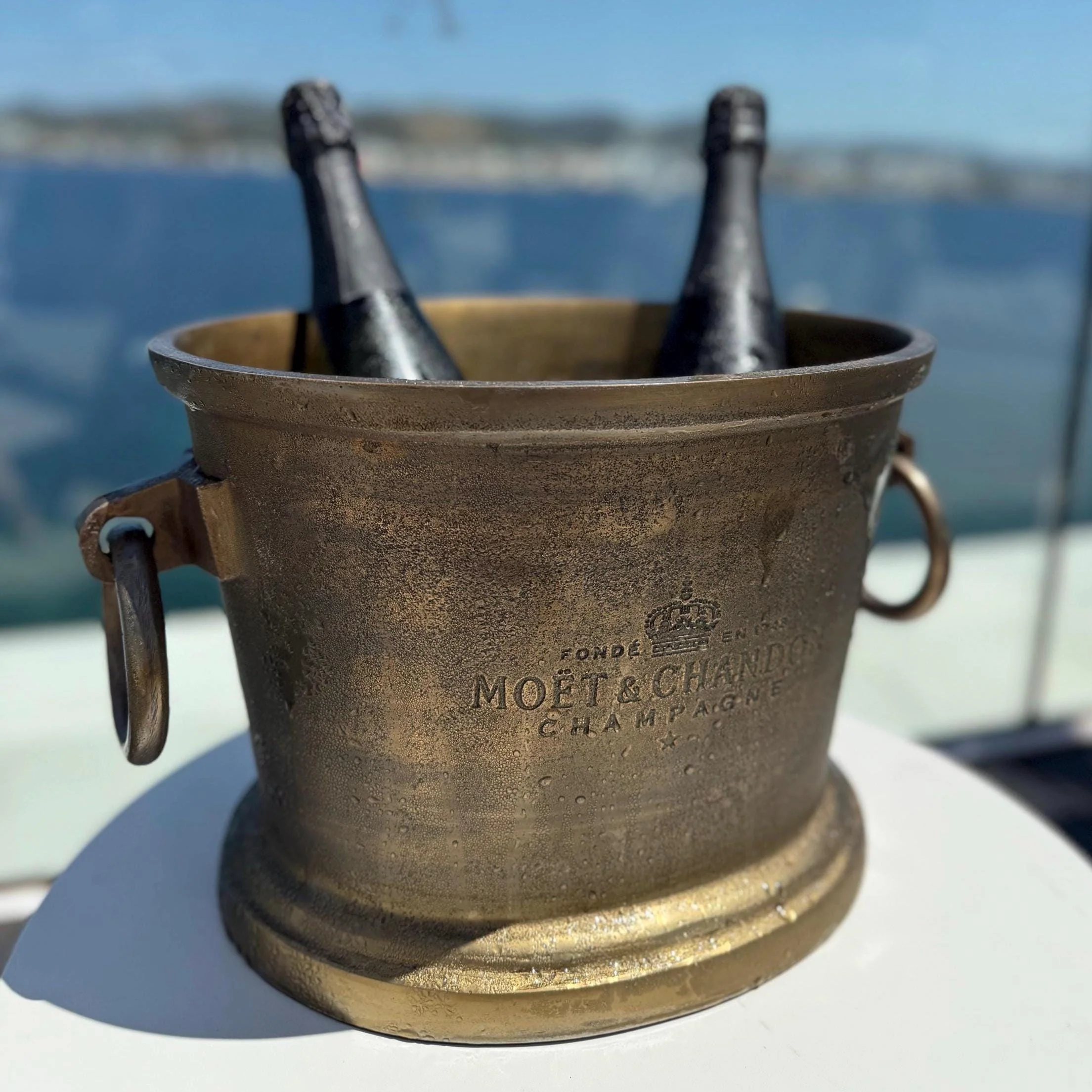 Moët & Chandon Antique Brass Great Gatsby ~ Solid Cast Engraved Champagne Ice Bucket | Wine Cooler - Image 4