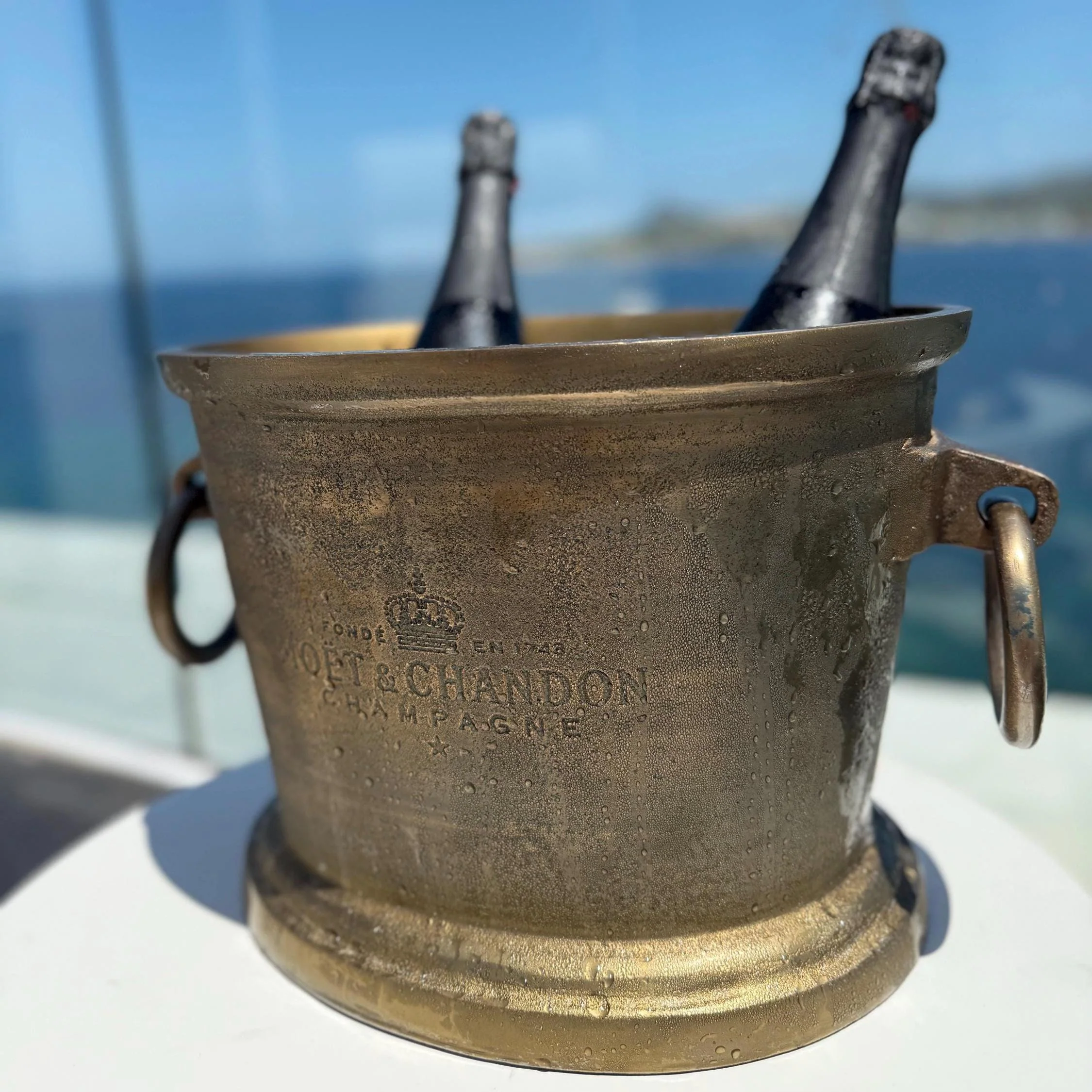 Moët & Chandon Antique Brass Great Gatsby ~ Solid Cast Engraved Champagne Ice Bucket | Wine Cooler - Image 6