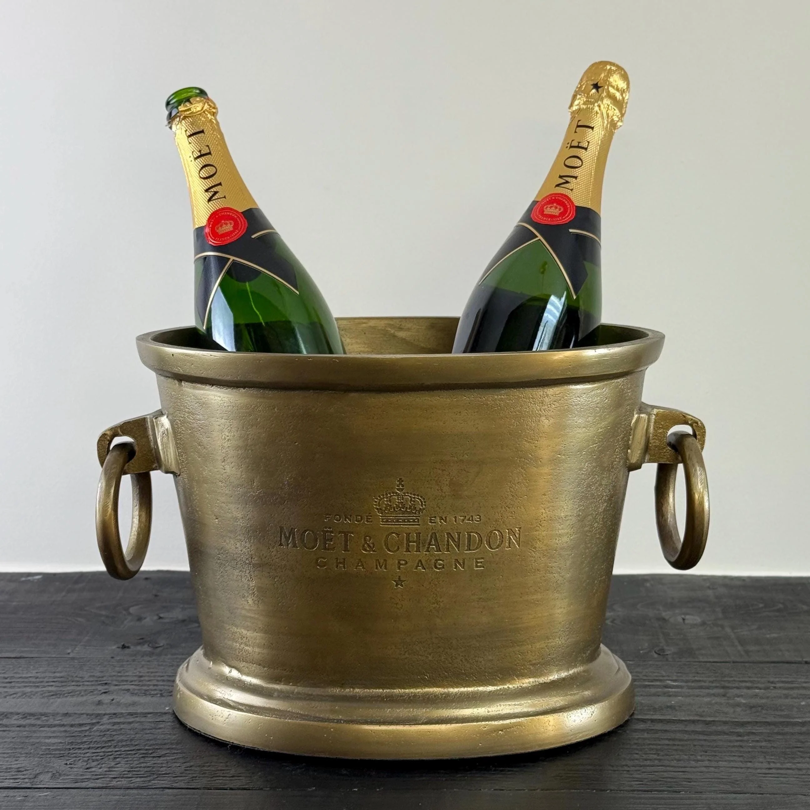 Moët & Chandon Antique Brass Great Gatsby ~ Solid Cast Engraved Champagne Ice Bucket | Wine Cooler - Image 8
