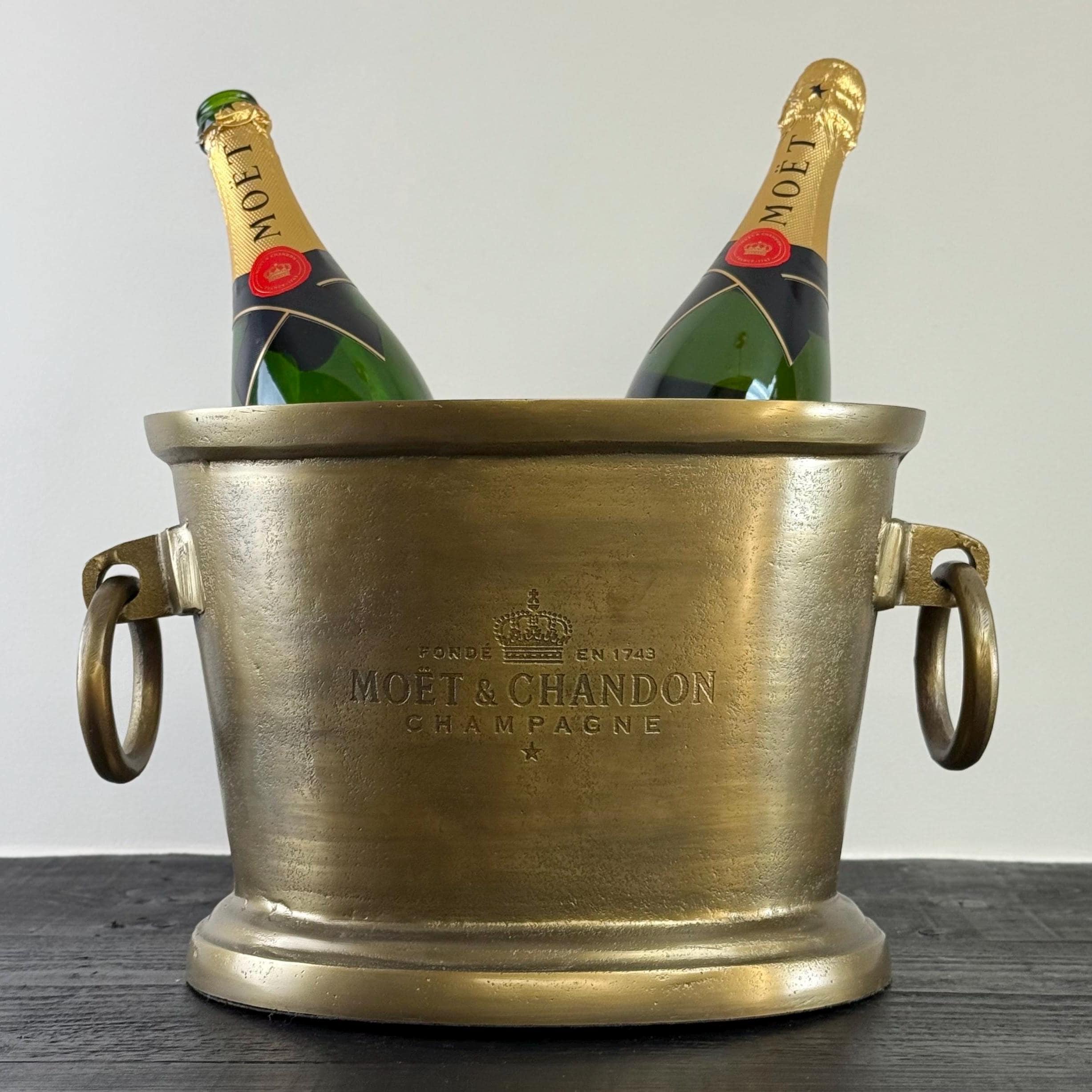 Moët & Chandon Antique Brass Great Gatsby ~ Solid Cast Engraved Champagne Ice Bucket | Wine Cooler - Image 9