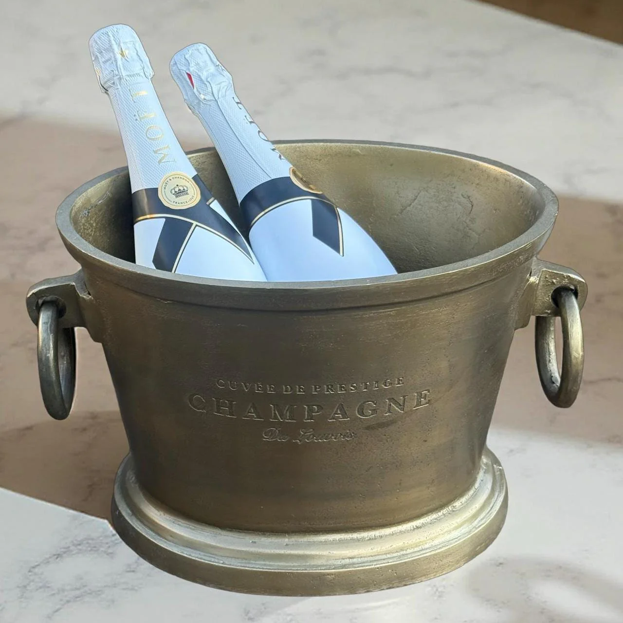 Antique Brass Great Gatsby ~ Solid Cast Engraved Champagne Ice Bucket | Wine Cooler - Image 6