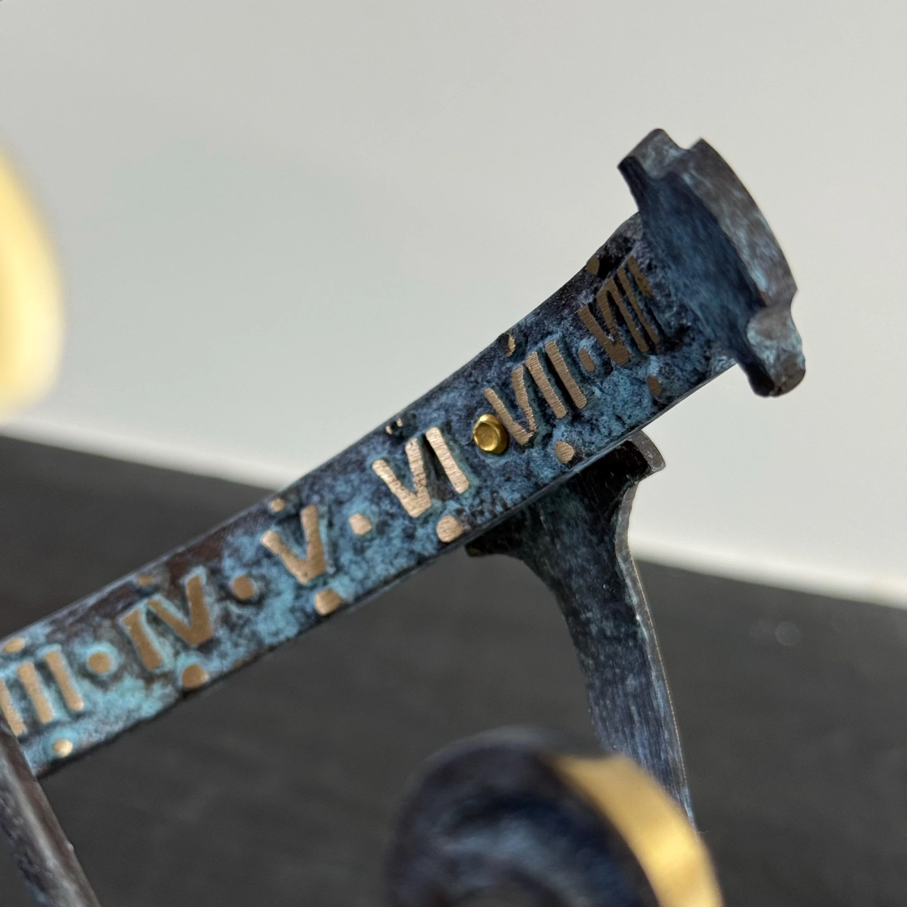 Armillary Small Solid Brass Verdigris Patina Sphere Sundial - Image 7