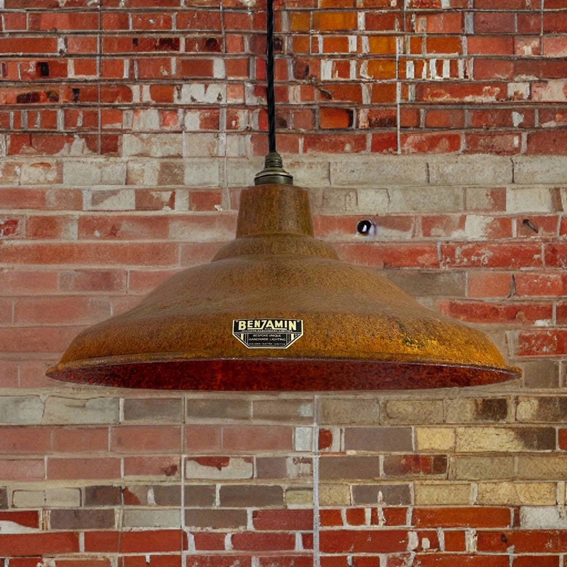 Bawsey ~ Rusted Solid Steel Lampshade Pendant Ceiling Light ~ 16 Inch - Image 2