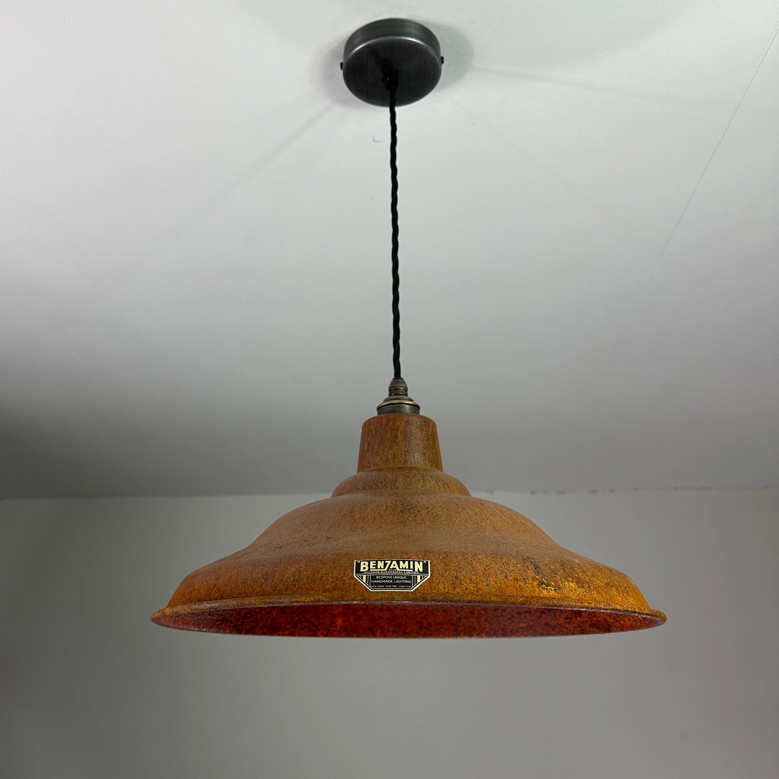 Bawsey ~ Rusted Solid Steel Lampshade Pendant Ceiling Light ~ 16 Inch - Image 8