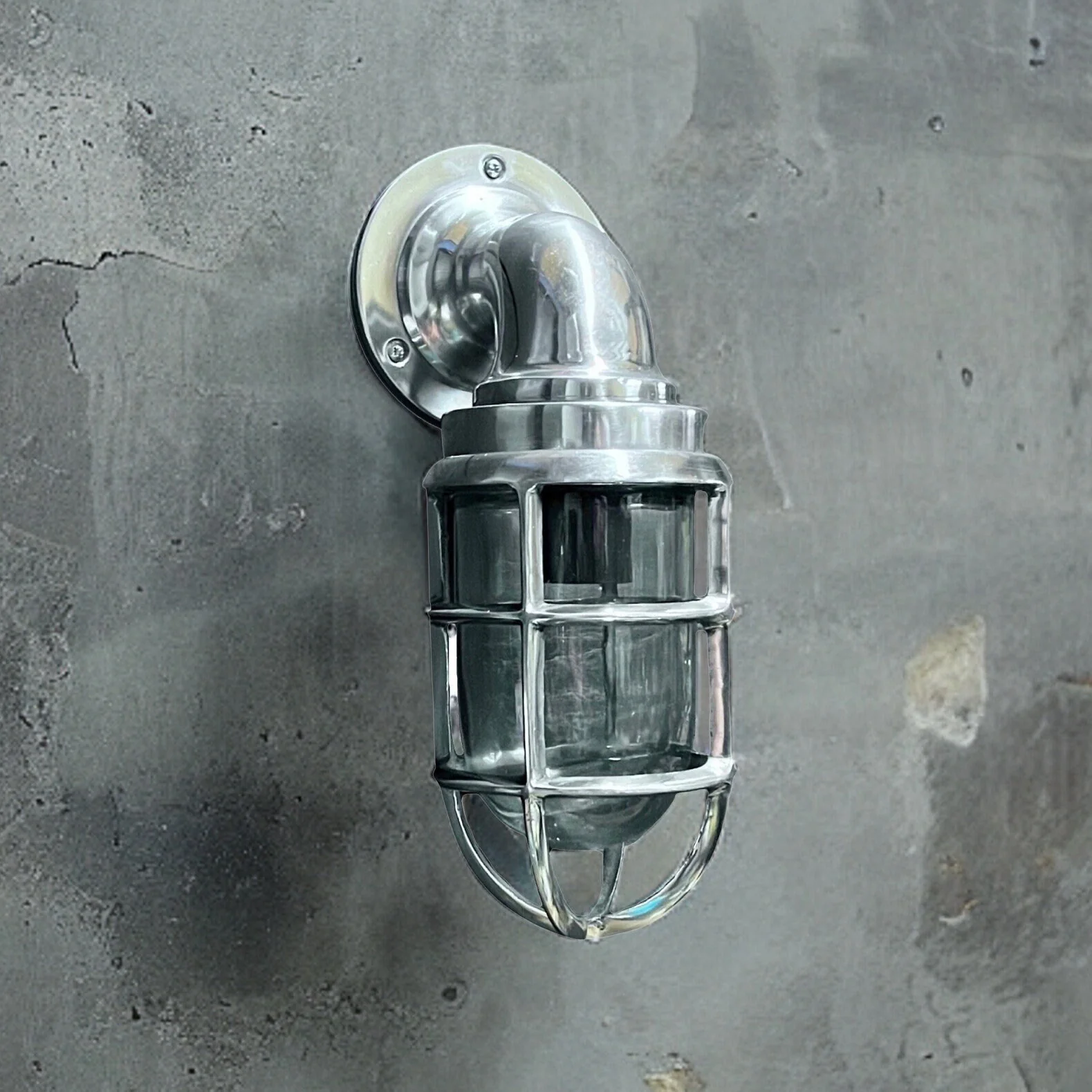 Beachamwell ~ Bulkhead Outdoor & Bathroom Sconce Wall Light Polished Silver  **Factory Second** | 10.5 Inch - Image 10