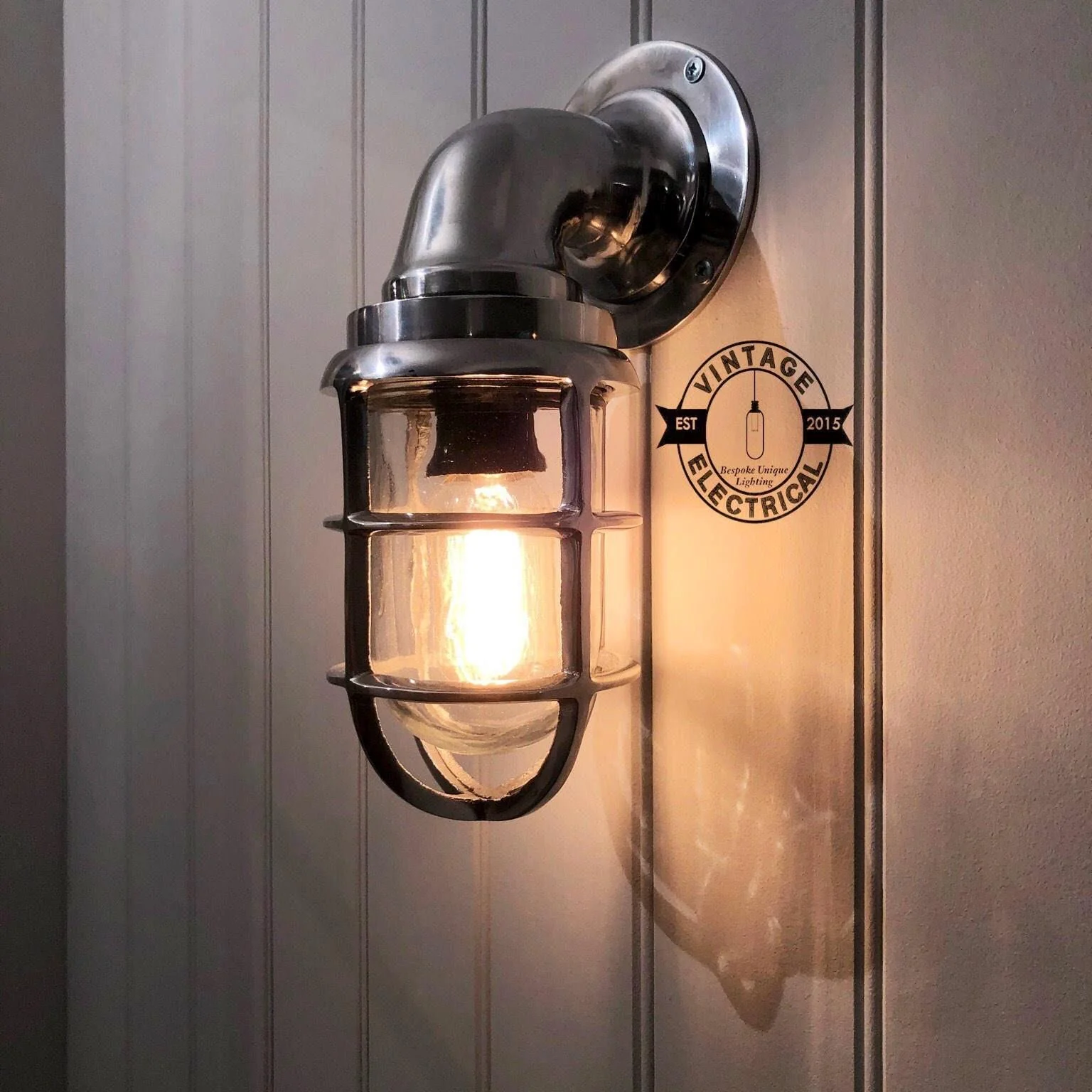 Beachamwell ~ Bulkhead Outdoor & Bathroom Sconce Wall Light Polished Silver  **Factory Second** | 10.5 Inch - Image 12