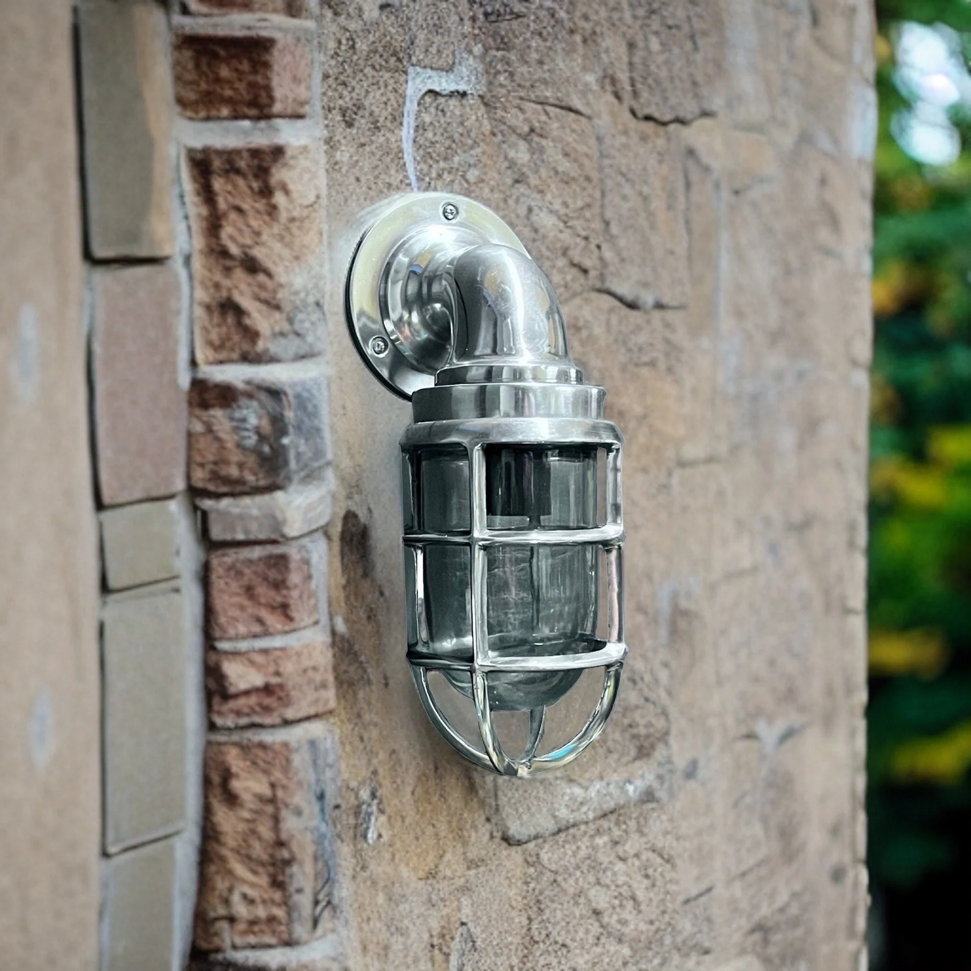 Beachamwell ~ Bulkhead Outdoor & Bathroom Sconce Wall Light Polished Silver  **Factory Second** | 10.5 Inch - Image 2