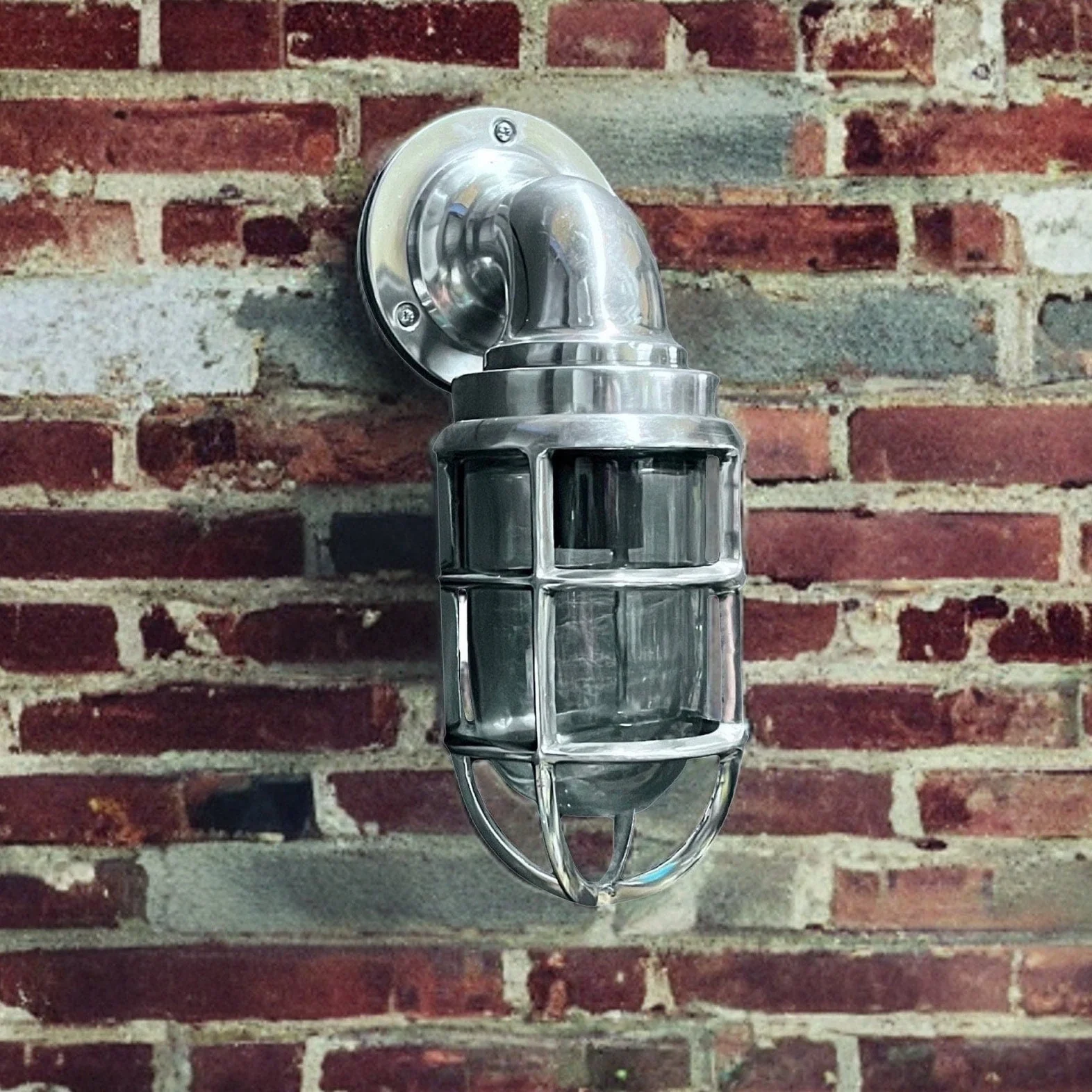 Beachamwell ~ Bulkhead Outdoor & Bathroom Sconce Wall Light Polished Silver  **Factory Second** | 10.5 Inch - Image 3