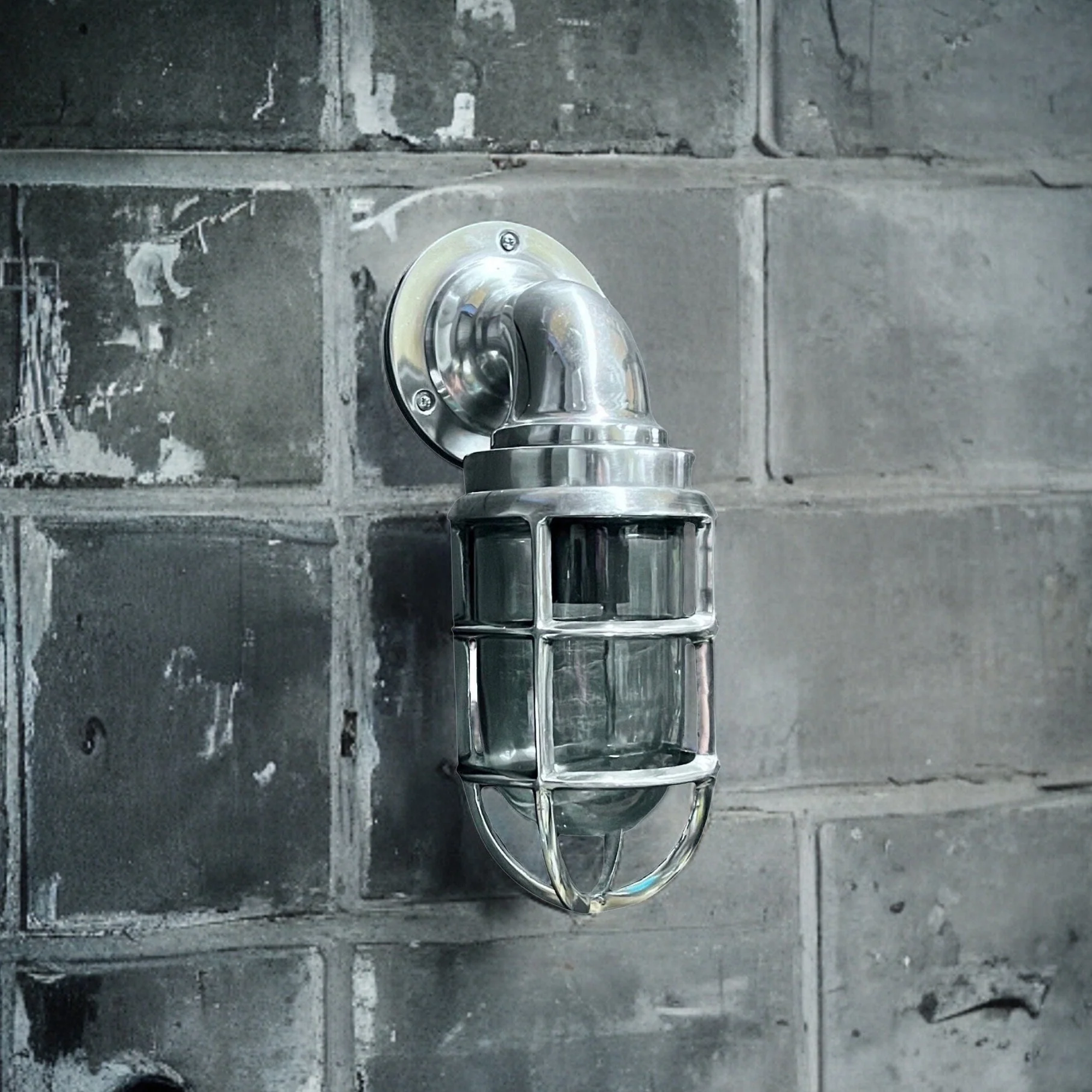 Beachamwell ~ Bulkhead Outdoor & Bathroom Sconce Wall Light Polished Silver  **Factory Second** | 10.5 Inch - Image 8