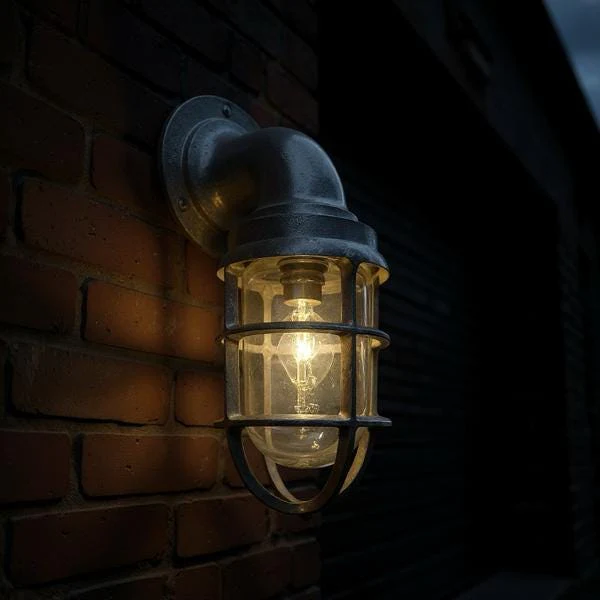 Beachamwell ~ Raw Solid Brass Sawn Neck Outdoor & Bathroom Wall Bulkhead Light ~ 10.5 Inch - Image 15