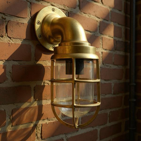 Beachamwell ~ Raw Solid Brass Sawn Neck Outdoor & Bathroom Wall Bulkhead Light ~ 10.5 Inch - Image 4