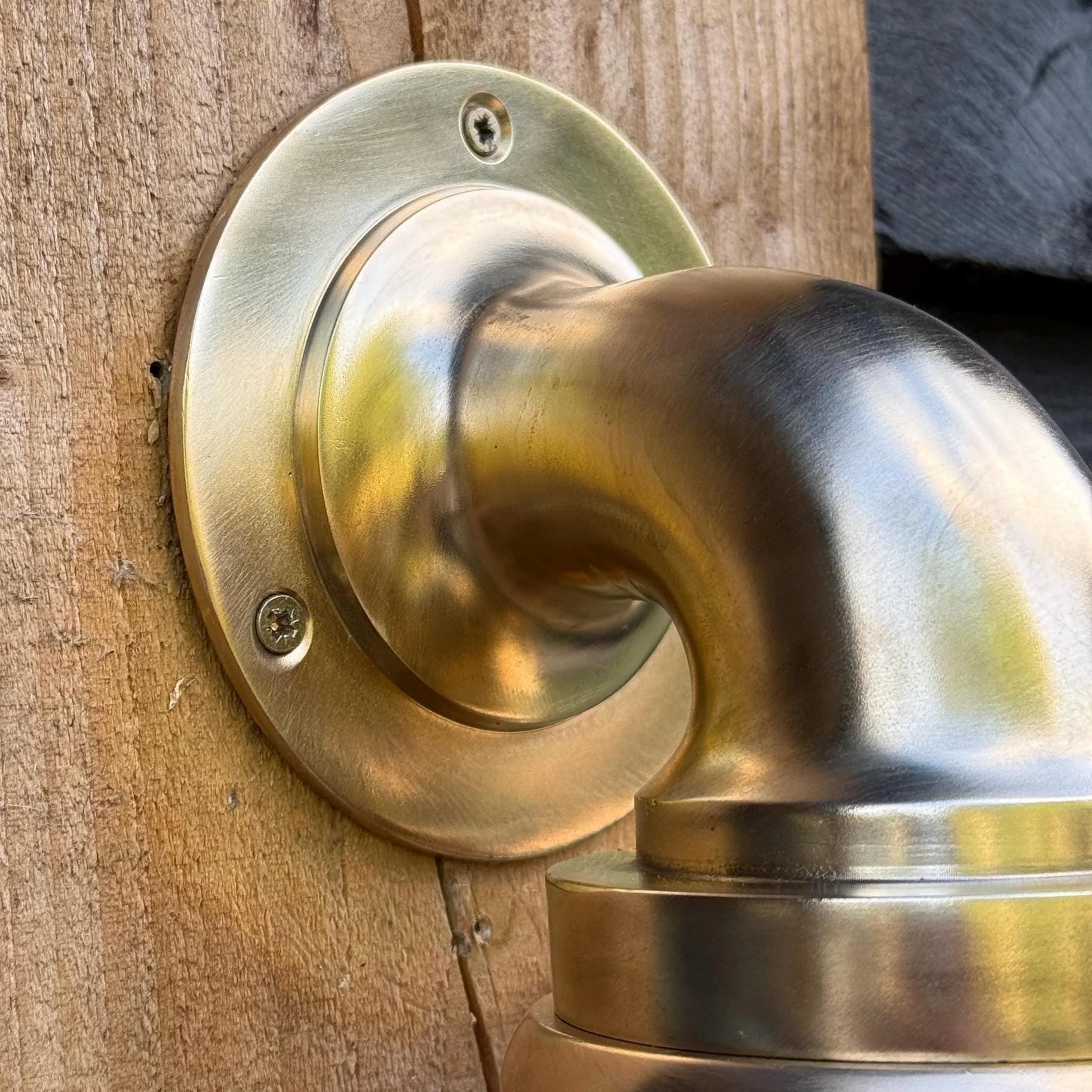 Beachamwell ~ Raw Solid Brass Sawn Neck Outdoor & Bathroom Wall Bulkhead Light ~ 10.5 Inch - Image 5