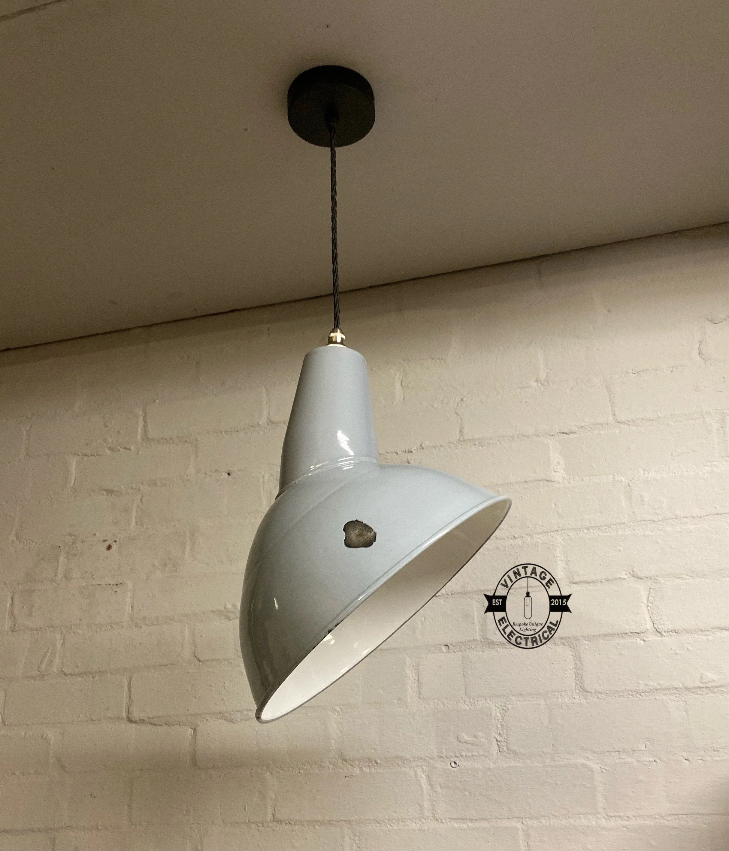 Benjamin 1950s Grey Industrial Parabolic Shade Pendant Set Light | Ceiling Dining Room Kitchen Table | Vintage 1 x Edison Filament Bulb Lamp - Image 4