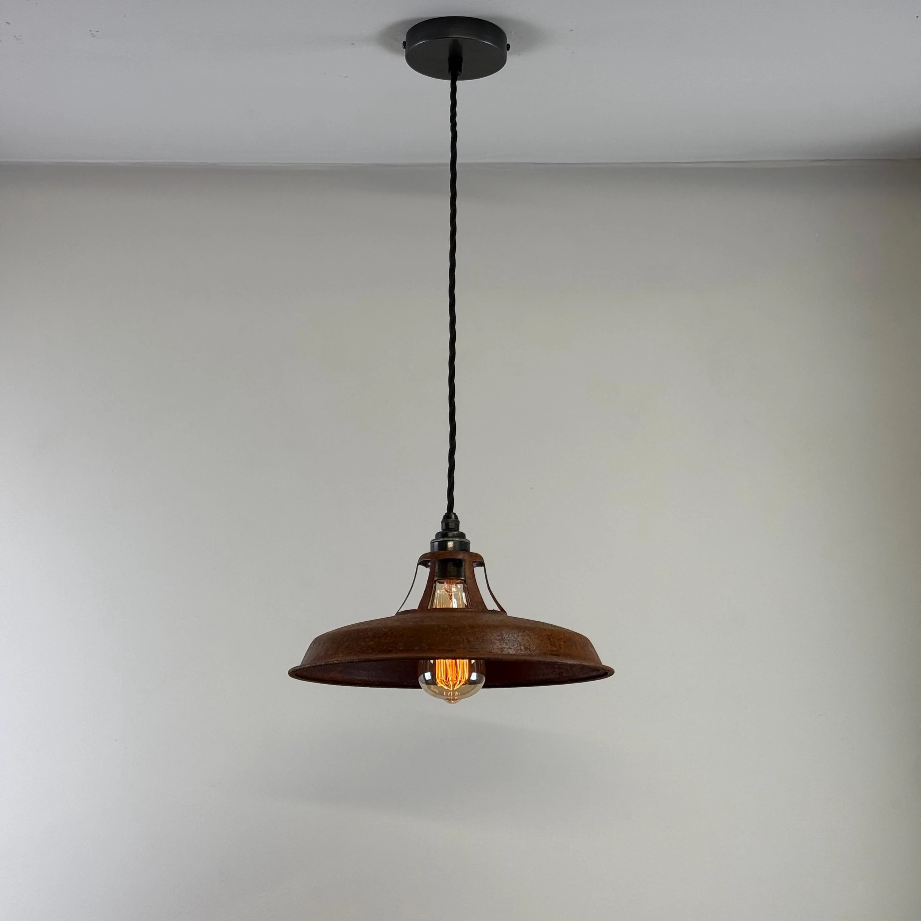 Bramerton ~ Rusted Industrial Benflux Lamp Shade Benflux Pendant Set Light - 12 Inch - Image 3