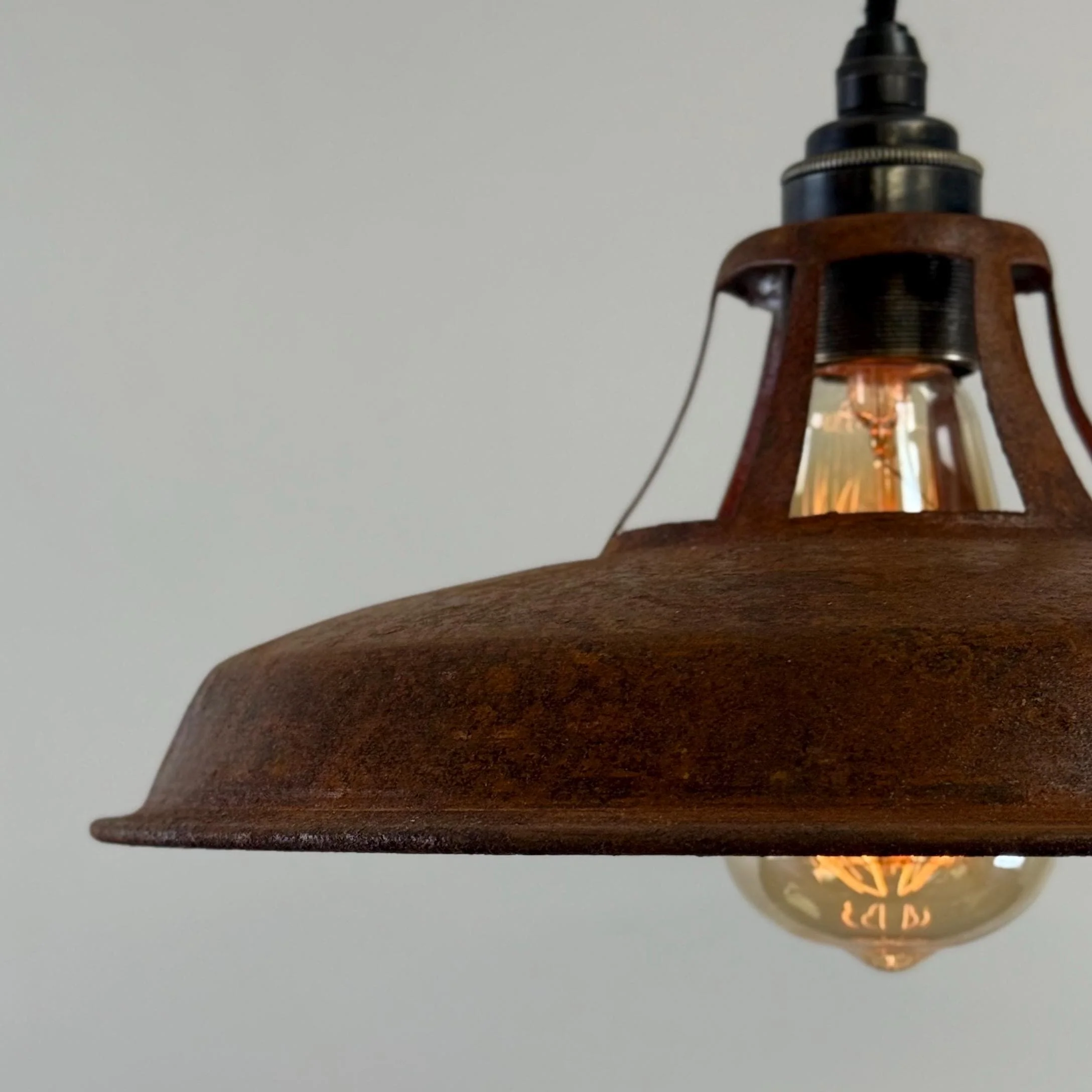 Bramerton ~ Rusted Industrial Benflux Lamp Shade Benflux Pendant Set Light - 12 Inch - Image 4