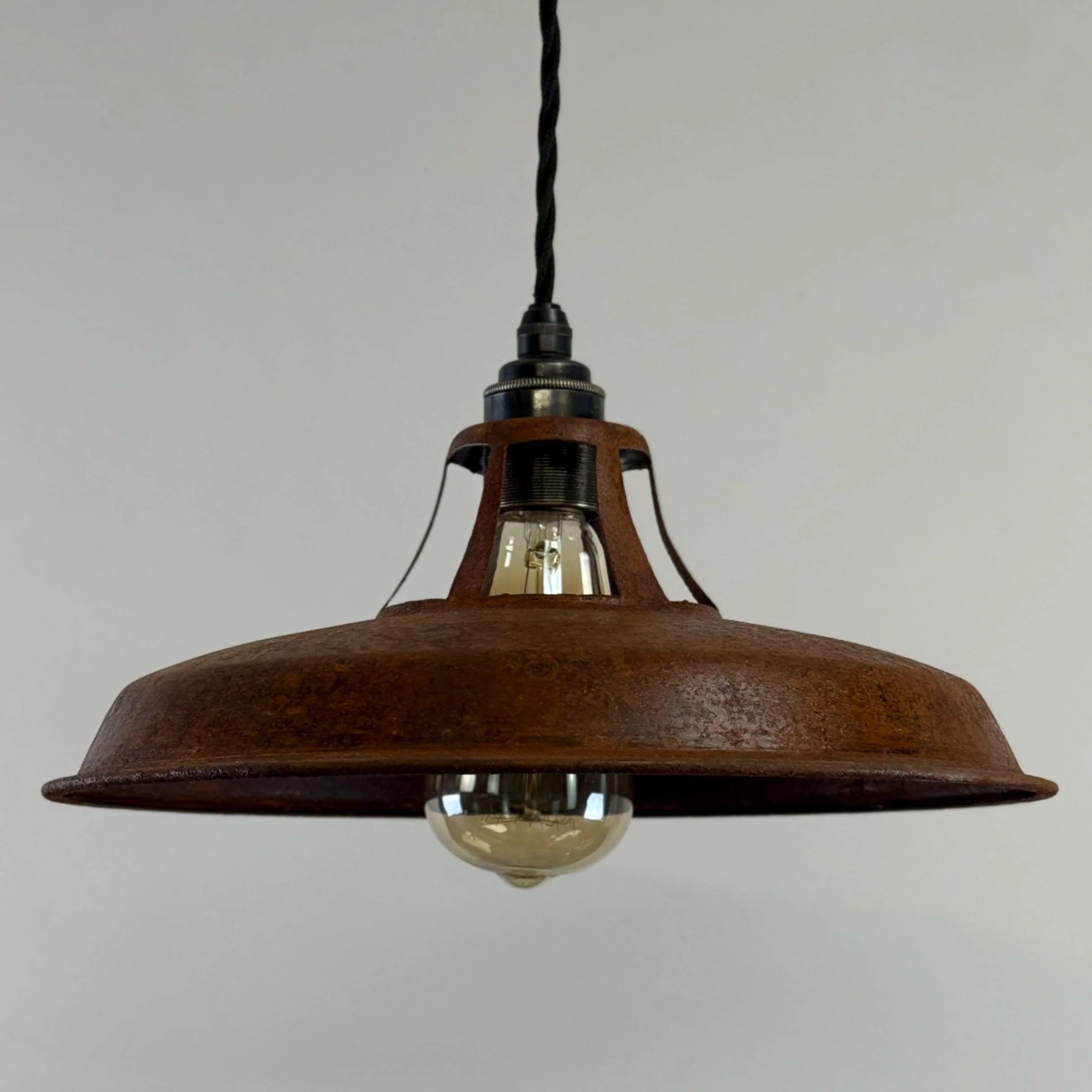 Bramerton ~ Rusted Industrial Benflux Lamp Shade Benflux Pendant Set Light - 12 Inch - Image 8