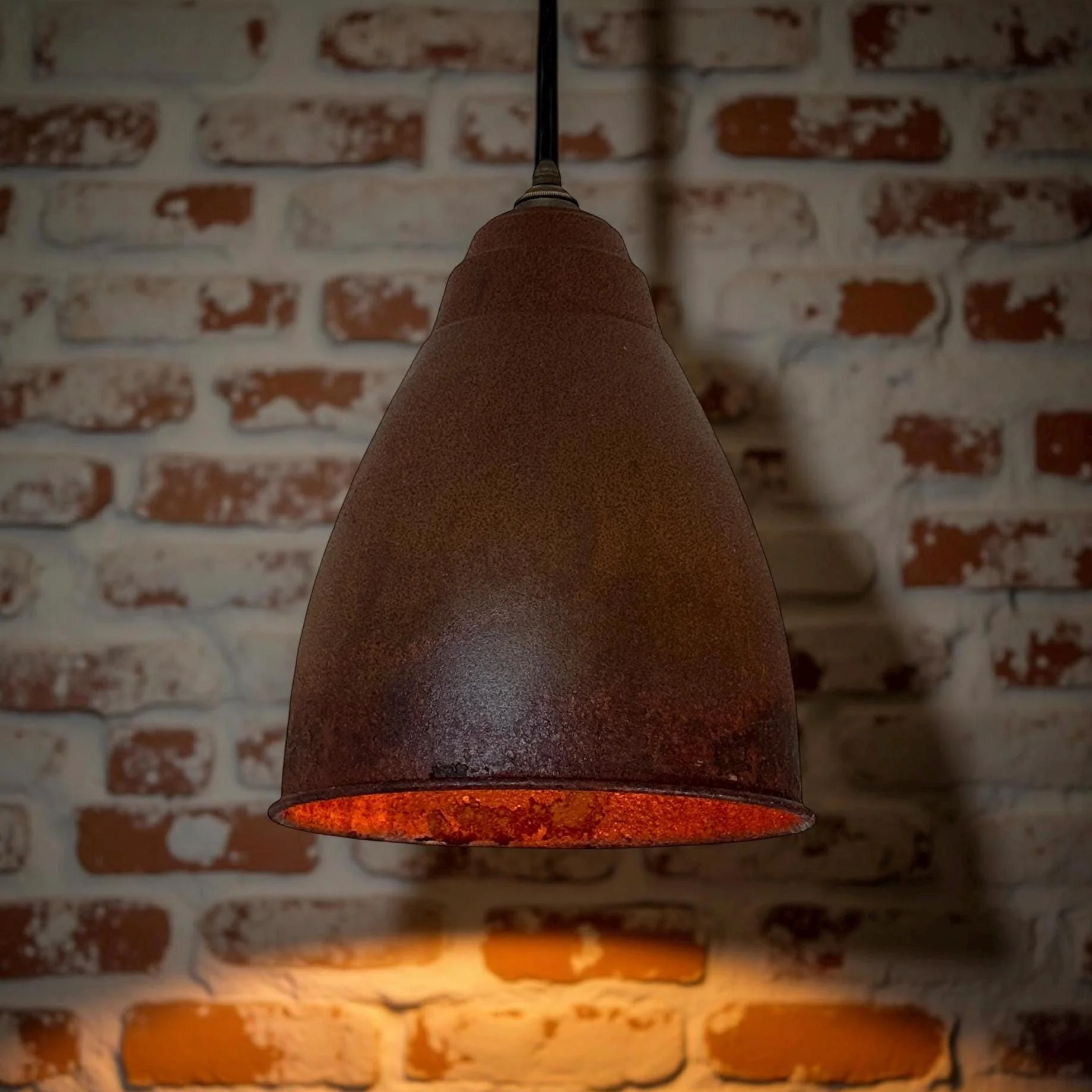 Brooke XL ~ Rusted Solid Steel Shade Pendant Set Light ~ 13 Inch - Image 6