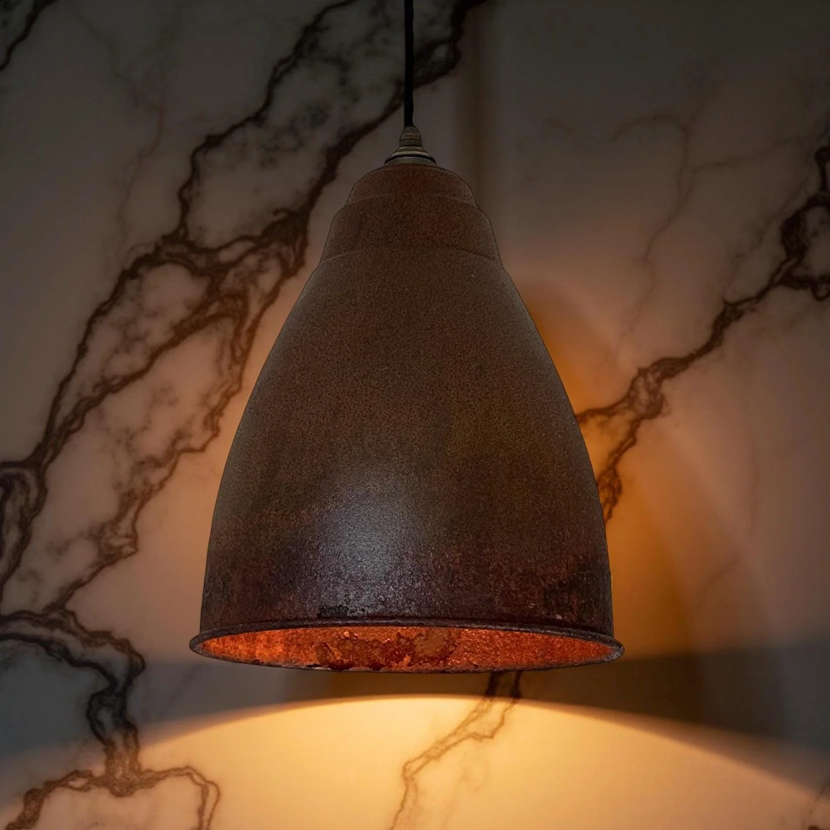 Brooke XL ~ Rusted Solid Steel Shade Pendant Set Light ~ 13 Inch - Image 8