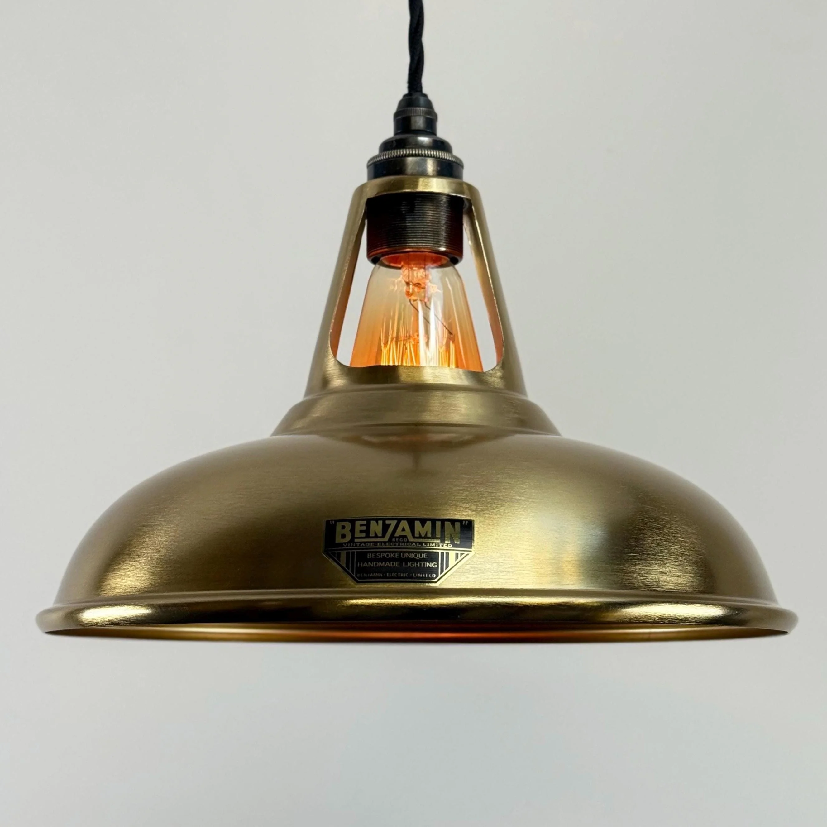 Cawston - Antique Brushed Brass Slotted Lampshade Pendant Ceiling Light *Factory Second* - 11 Inch